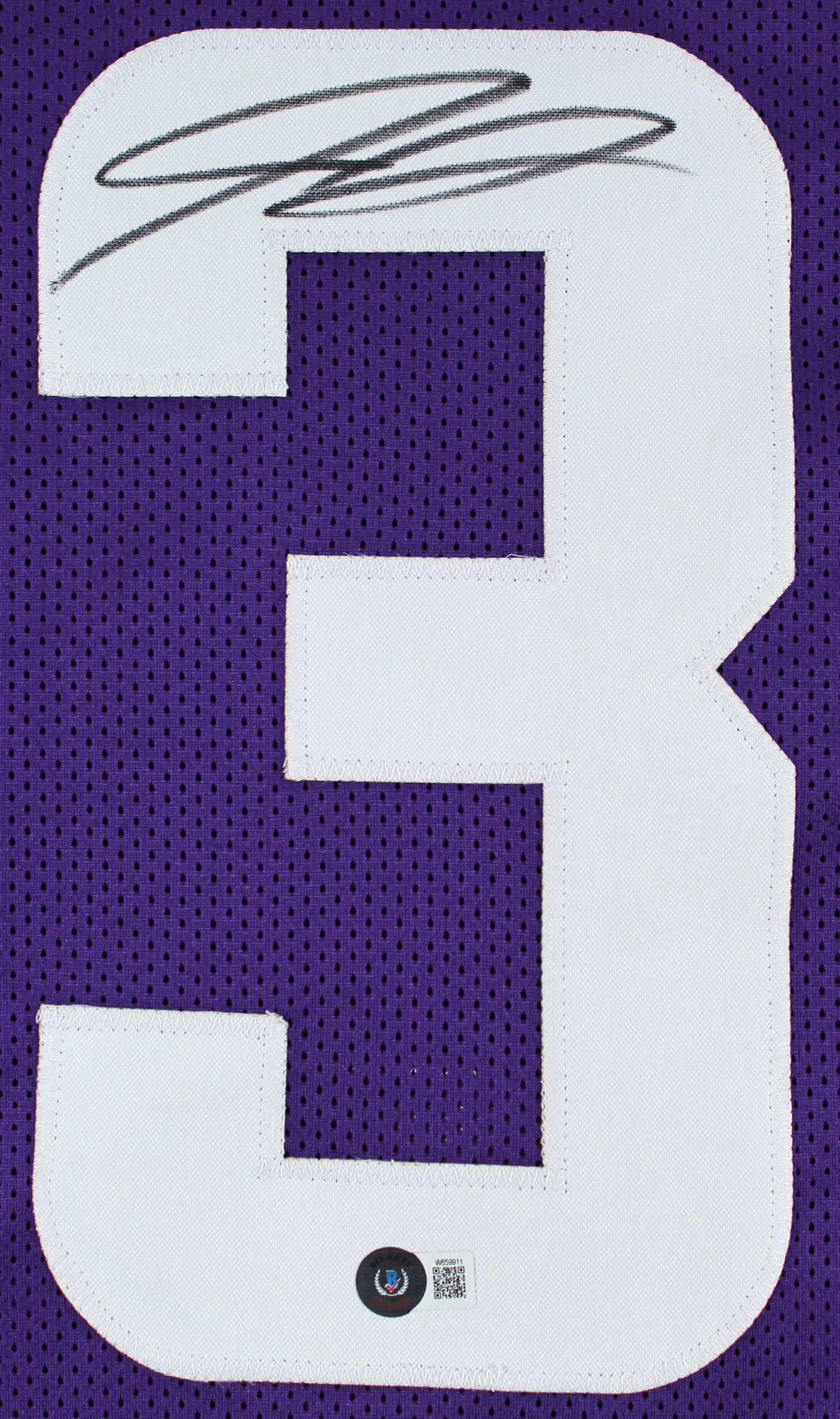 Jordan Addison Authentic Signed Purple Pro Style Jersey BAS Witnessed