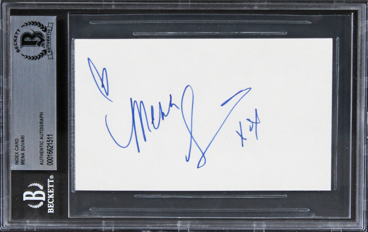 Mena Suvari American Beauty "Hearts xoxo" Signed 3x5 Index Card BAS Slabbed 2