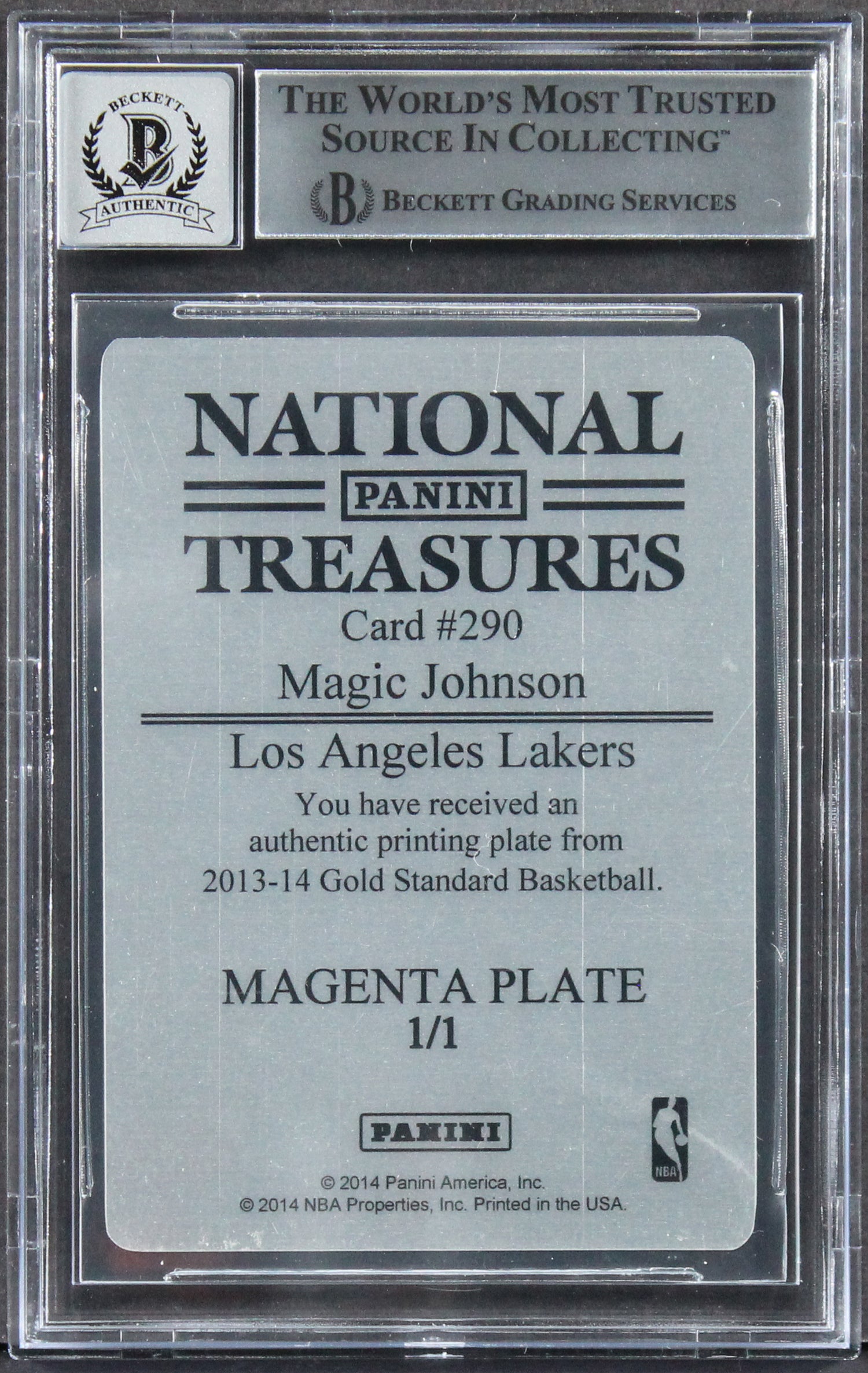 Magic Johnson Signed 2013 Panini Gold PP Magenta #290 Card Auto 10! BAS Slabbed