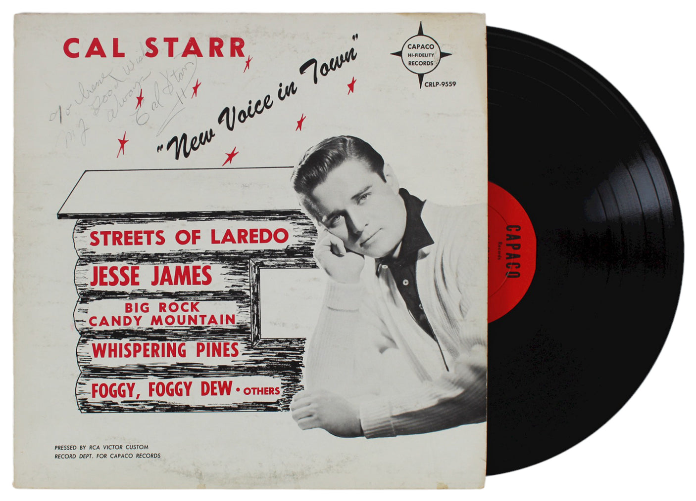 Cal Starr Always Signed New Voice In Town Album Cover W/ Vinyl BAS #BH027677