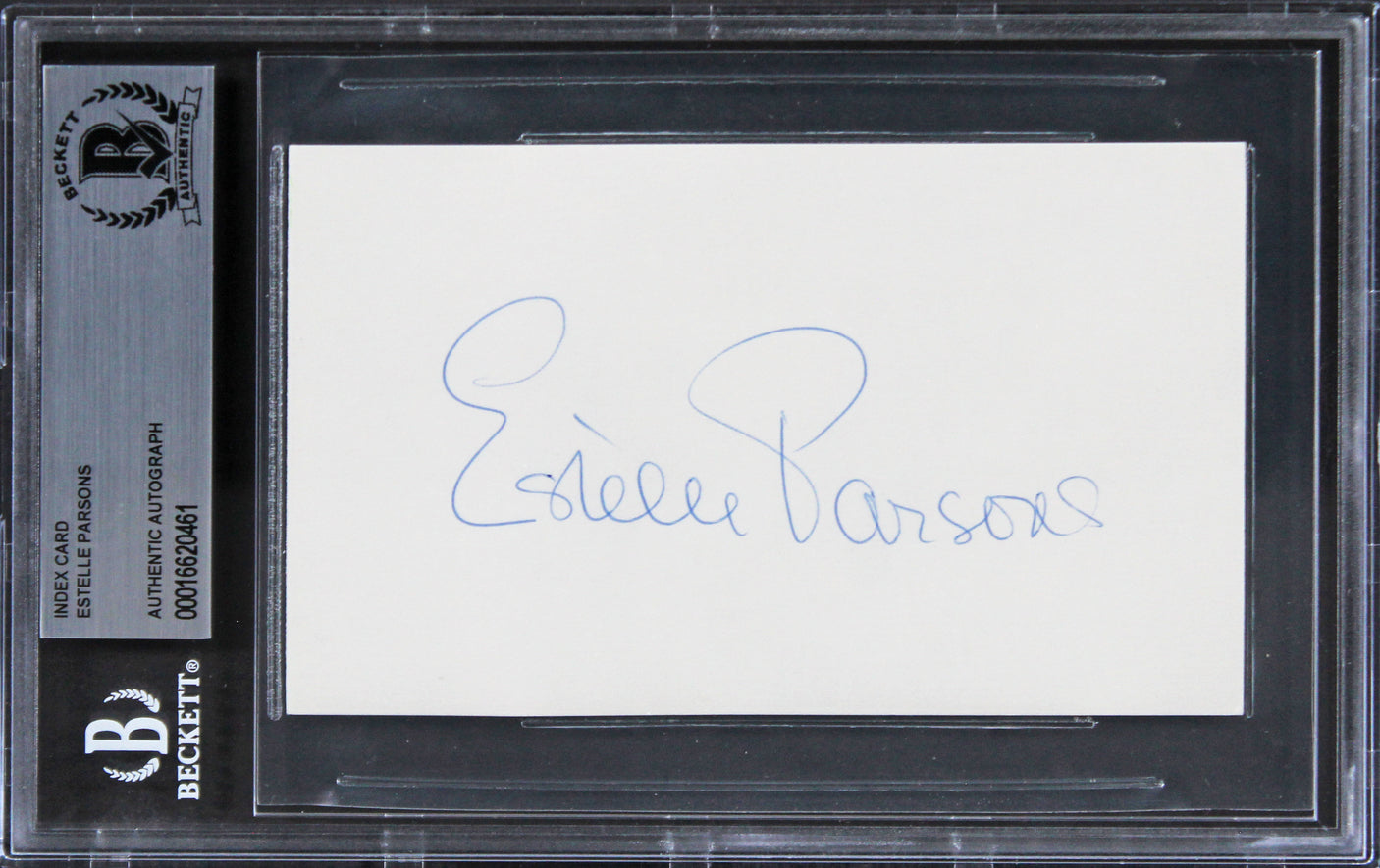 Estelle Parsons Bonnie & Clyde Authentic Signed 3x5 Index Card BAS Slabbed