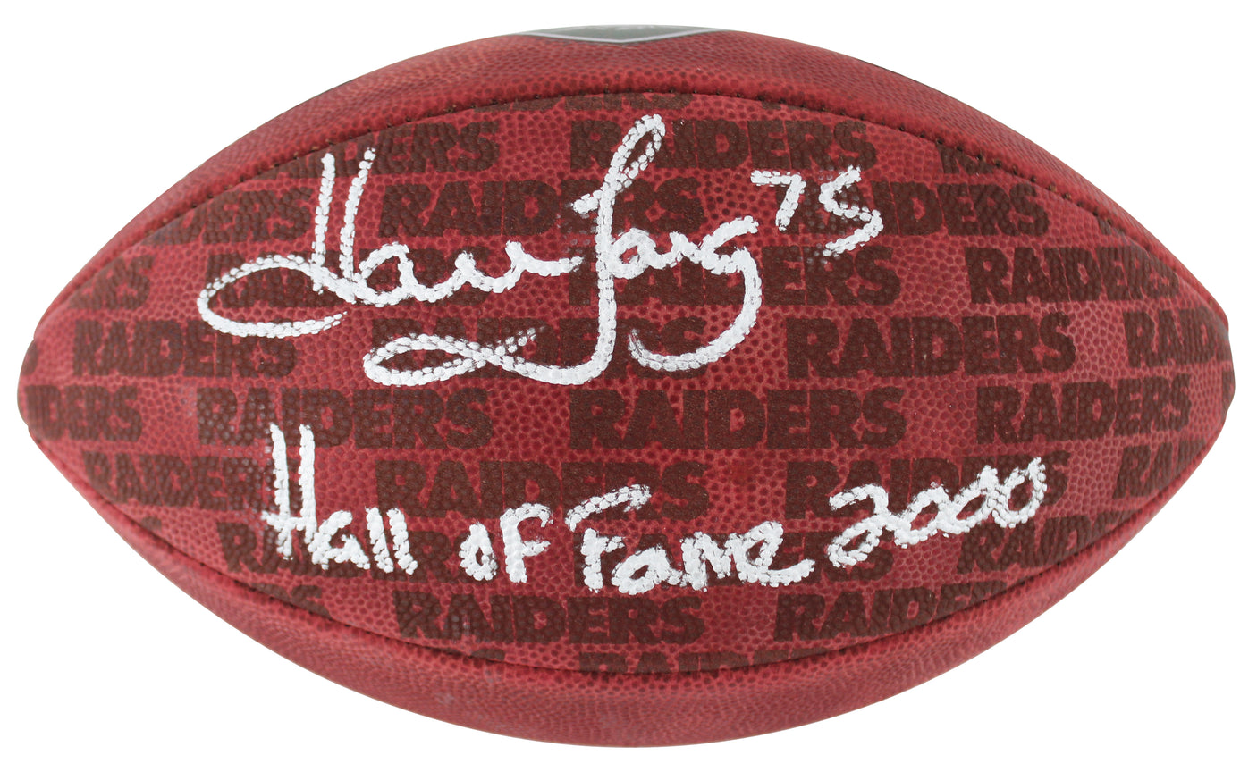 Raiders Howie Long "HOF 00" Signed "Duke" Team Showcase Football W/ Case BAS Wit