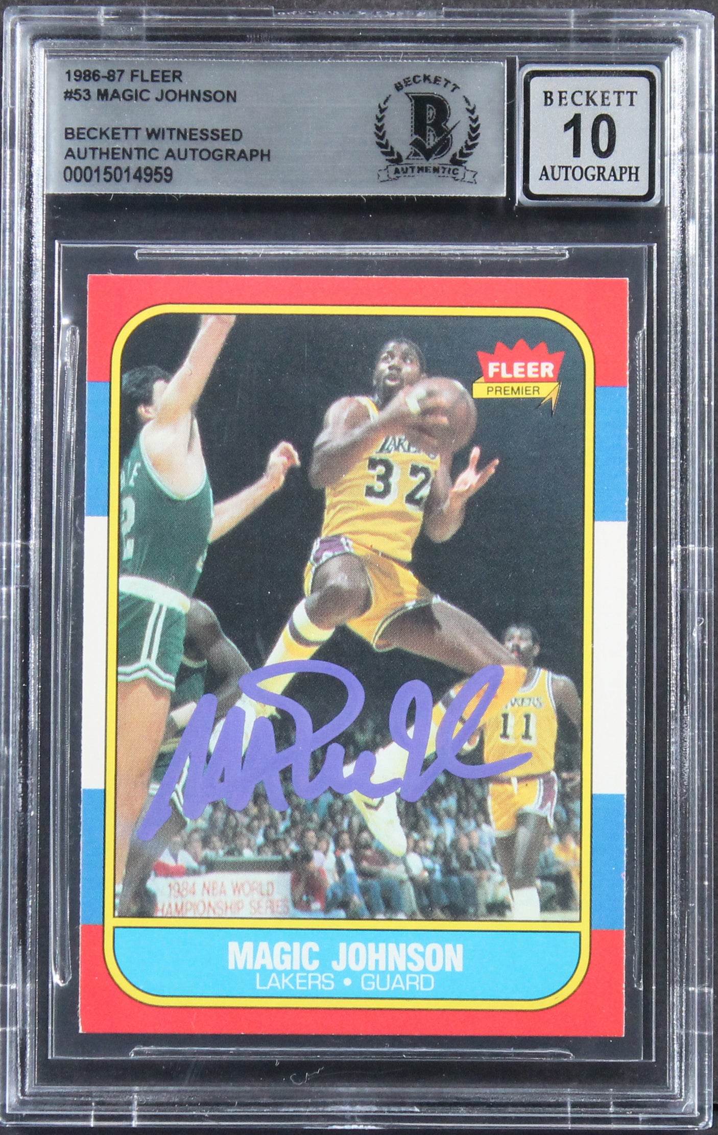 Lakers Magic Johnson Authentic Signed 1986 Fleer #53 Card Auto 10! BAS Slabbed