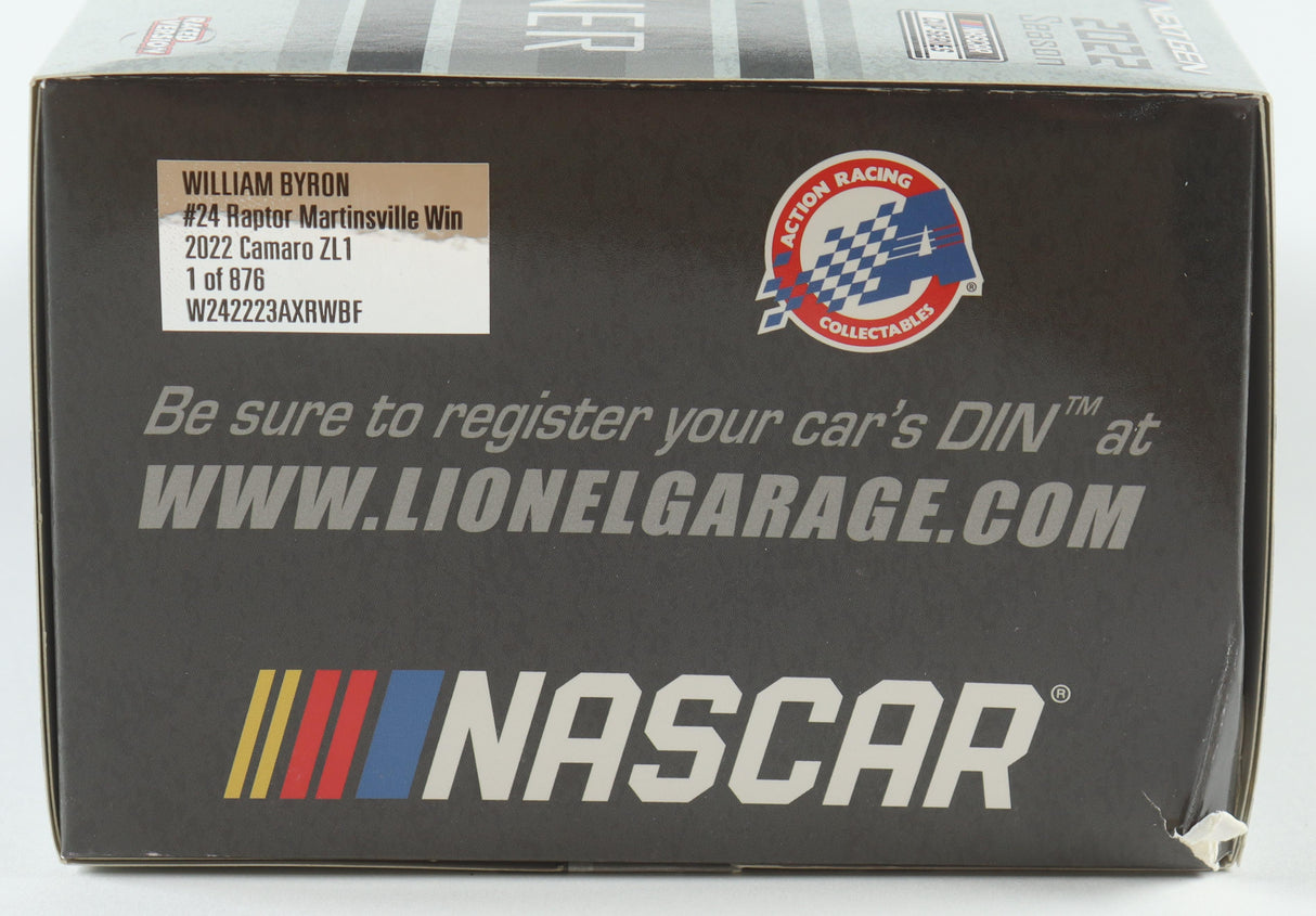 William Byron Signed 2022 Raptor Martinsville Win 1:24 Diecast | Limited Edition