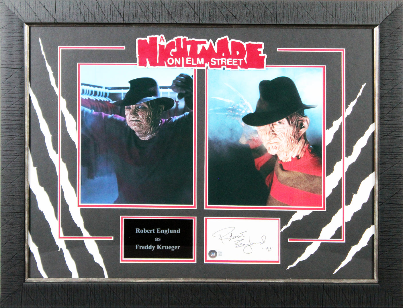 Robert Englund A Nightmare on Elm Street Signed & Framed 3x5 Index Card BAS