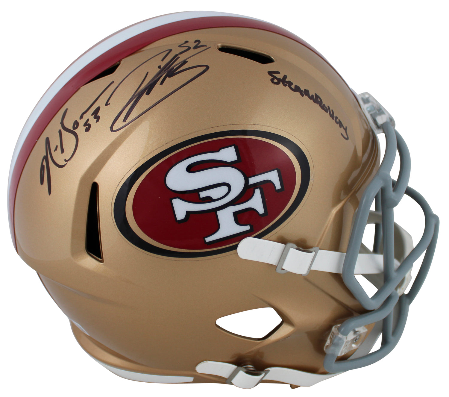 49ers Patrick Willis & Navorro Bowman Signed Full Size Speed Rep Helmet BAS W 2