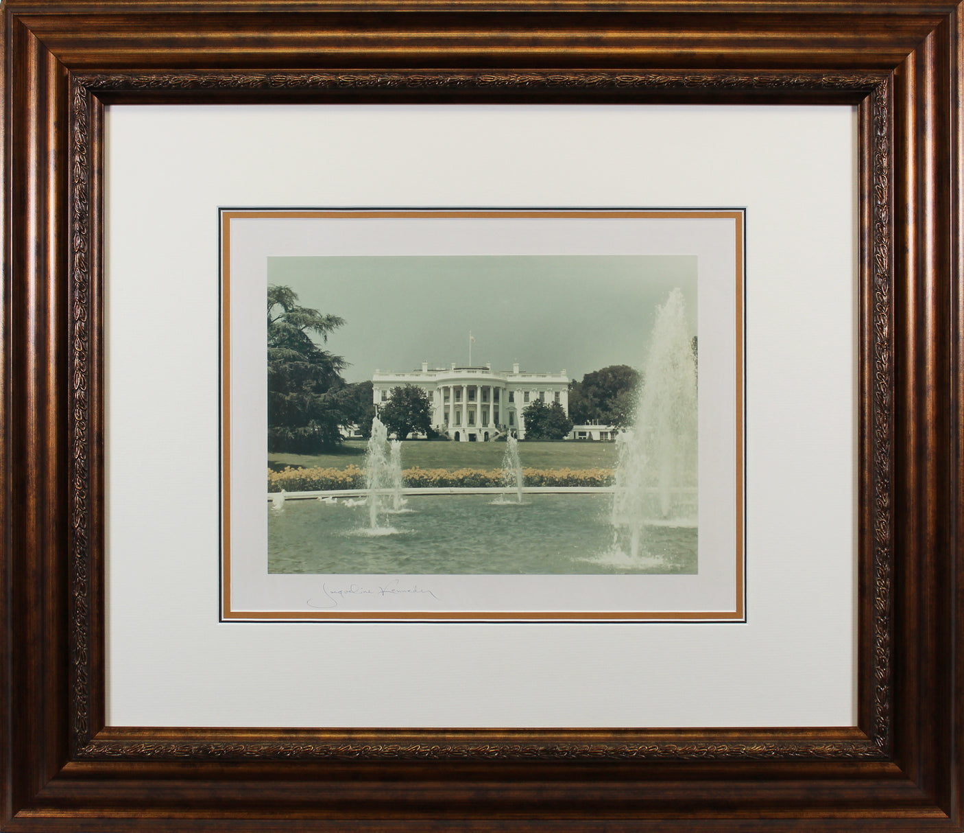 Jacqueline Kennedy Onassis Signed 9.75x13.25 White House Framed Photo BAS