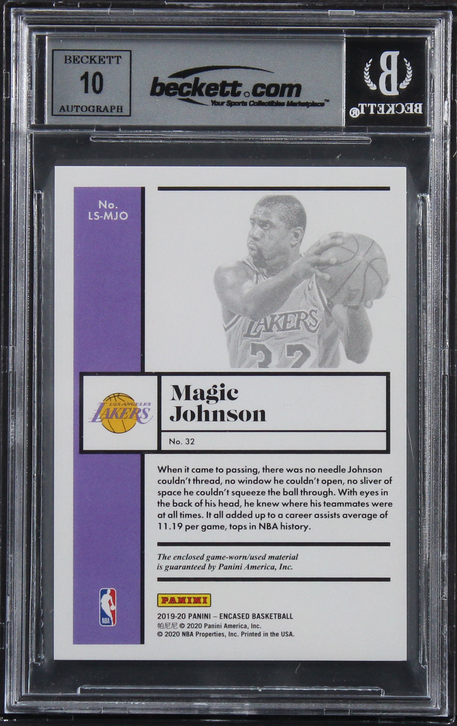 Magic Johnson Signed 2019 Panini Encased #11 #148/149 Card Auto 10! BAS Slab