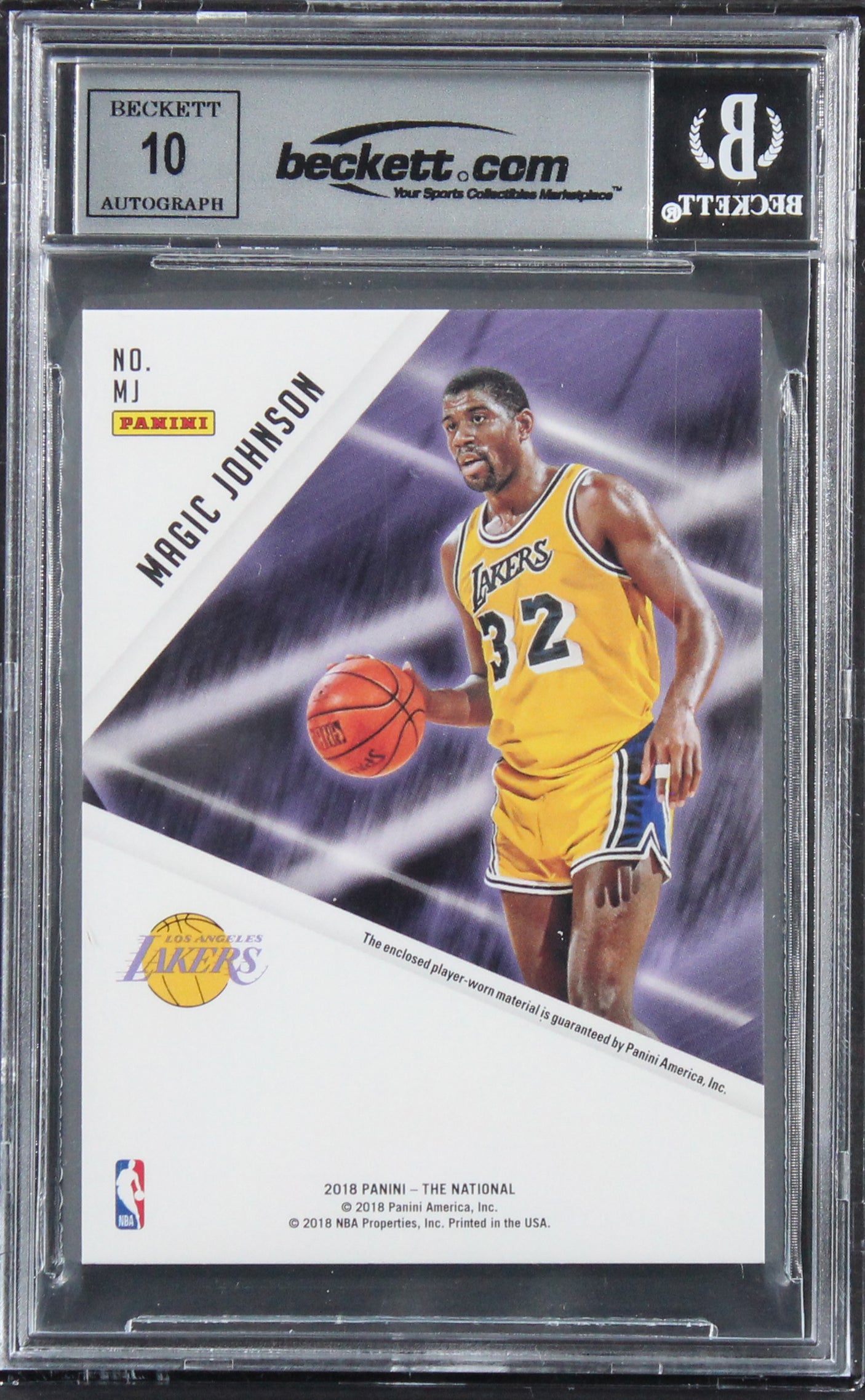 Magic Johnson Signed 2018 Panini Rainbow Spokes #MJ #08/25 Card Auto 10 BAS Slab