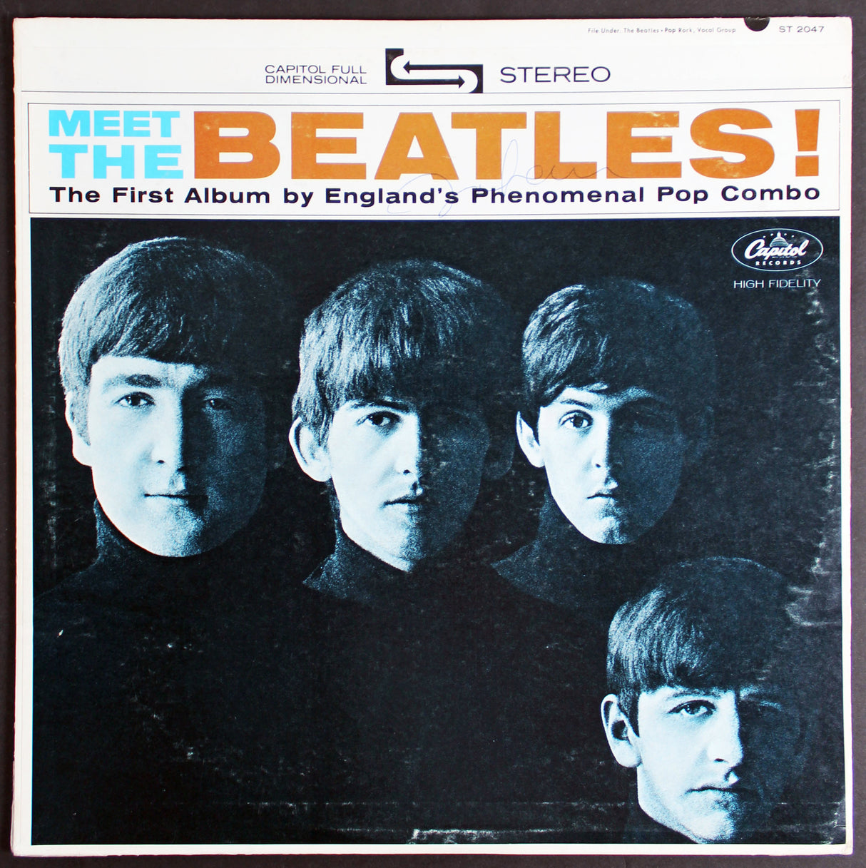 John Lennon Authentic Signed Meet The Beatles Album Cover Caiazzo & BAS #A57923