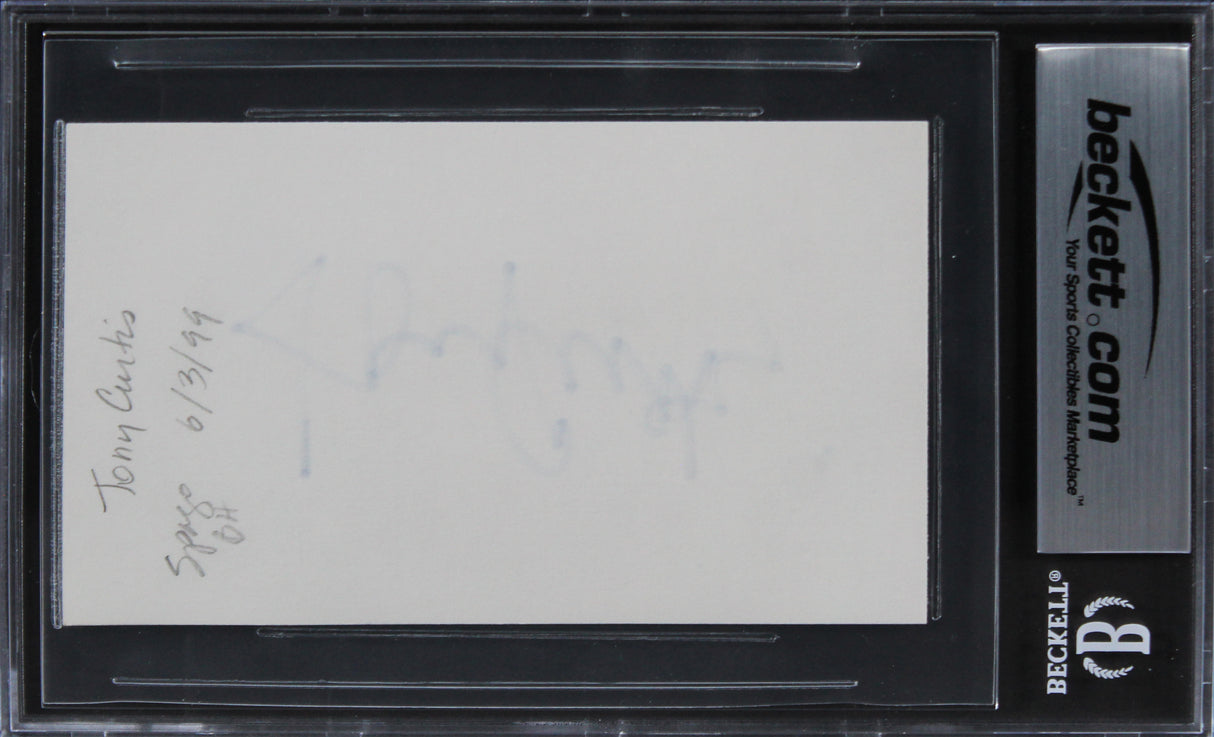 Tony Curtis Some Like It Hot Authentic Signed 3x5 Index Card BAS Slabbed