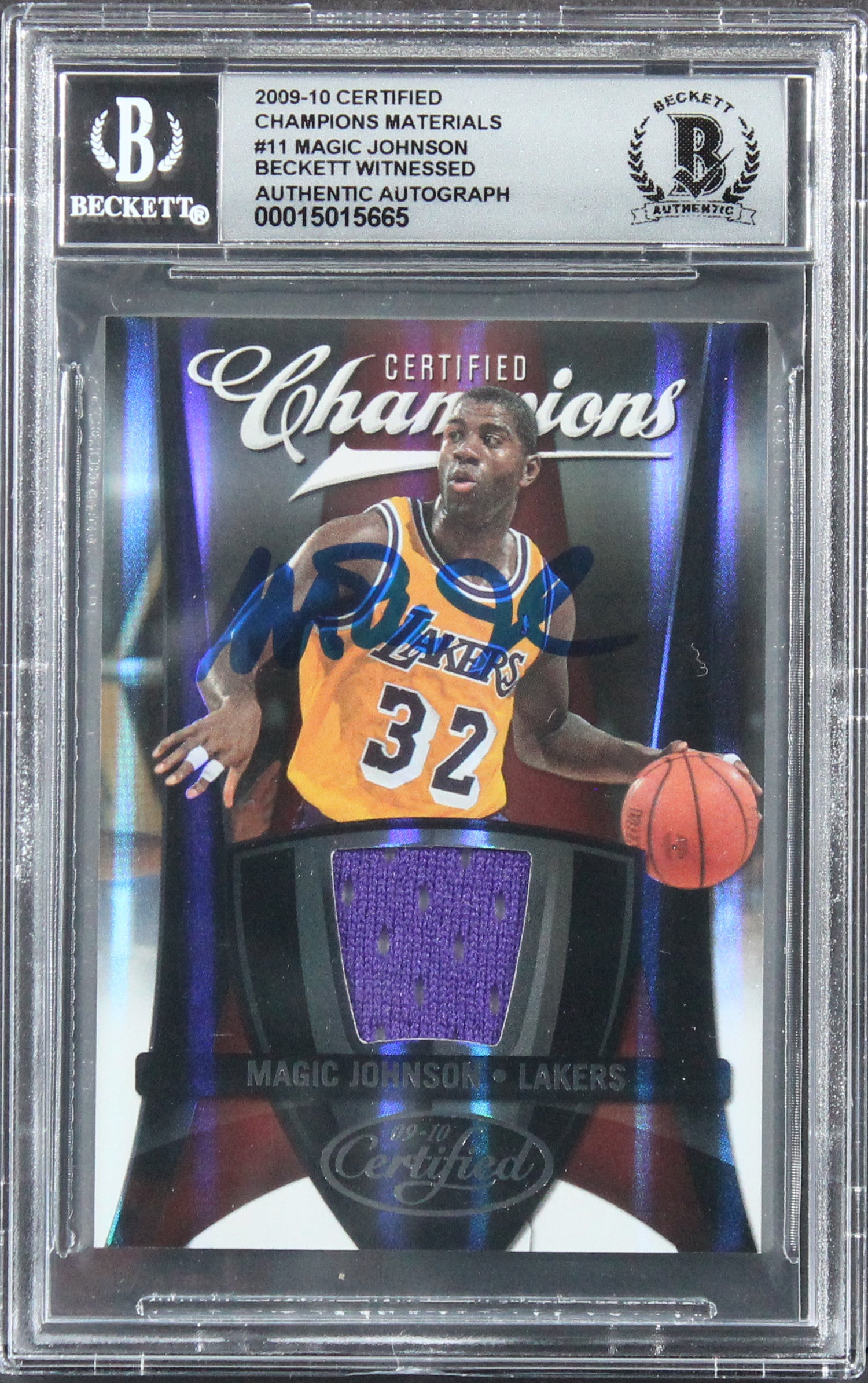 Lakers Magic Johnson Signed 2009 Certified CM #11 #41/99 Auto 10! BAS Slabbed