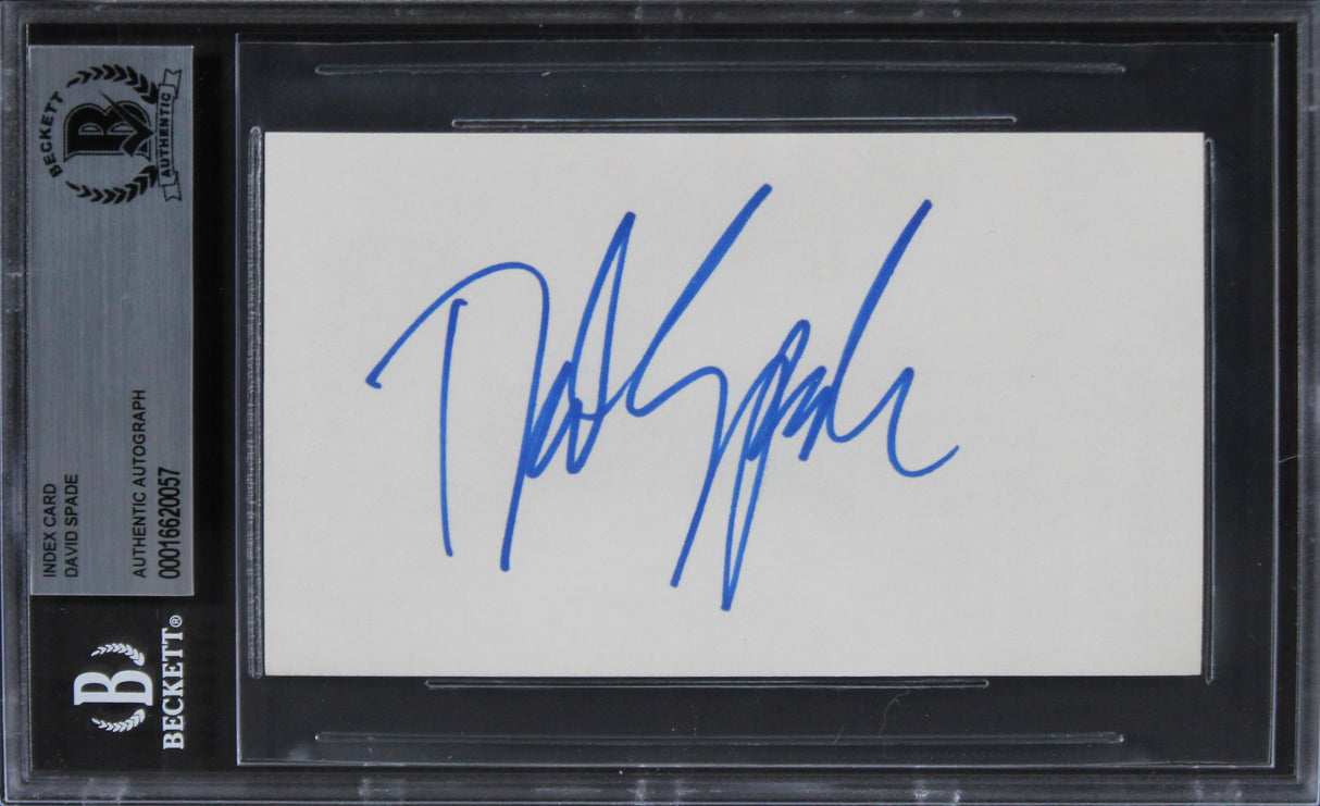 David Spade Joe Dirt Authentic Signed 3x5 Index Card Autographed BAS Slabbed