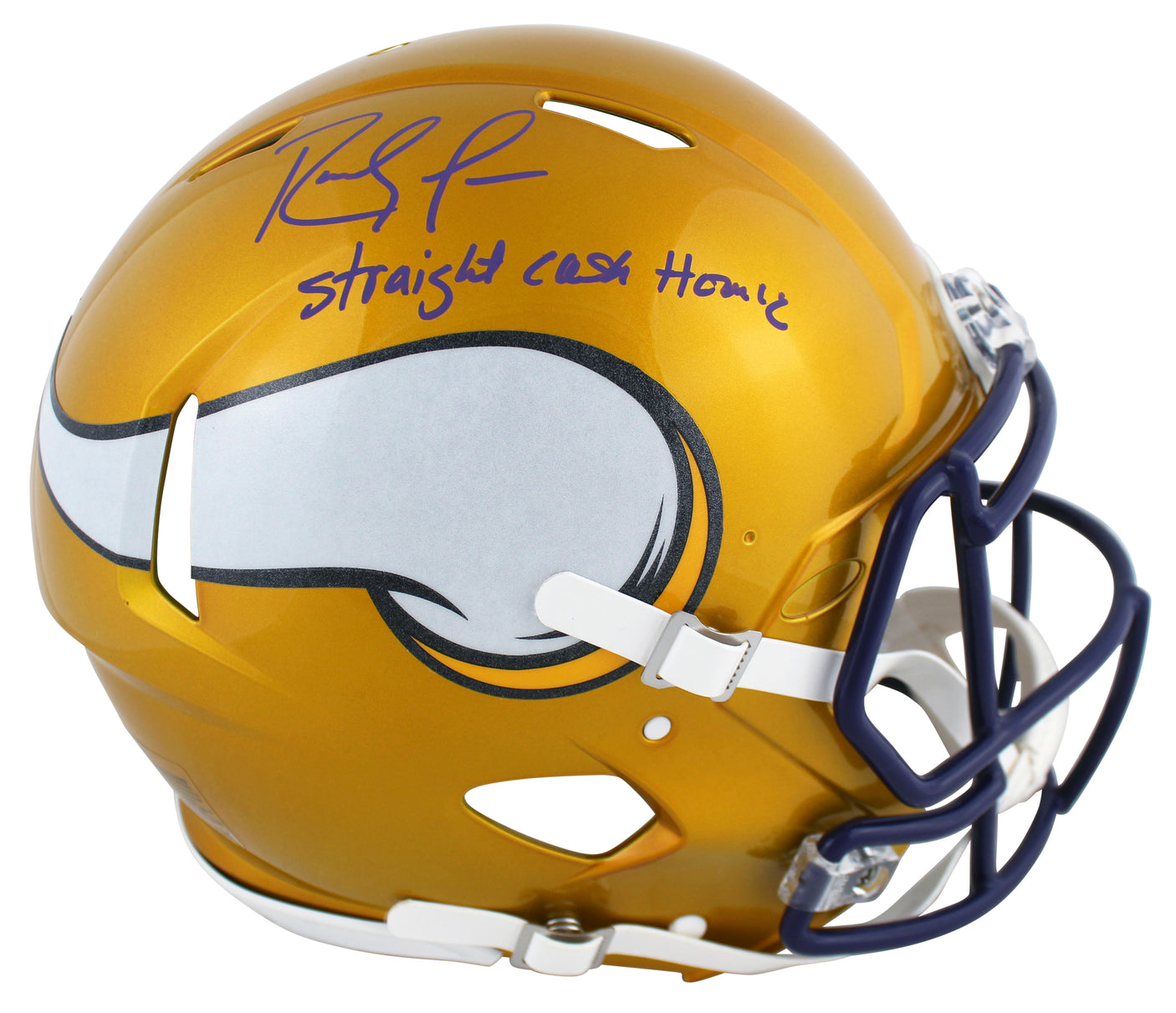 Vikings Randy Moss "SCH" Signed Flash Full Size Speed Proline Helmet BAS Witness