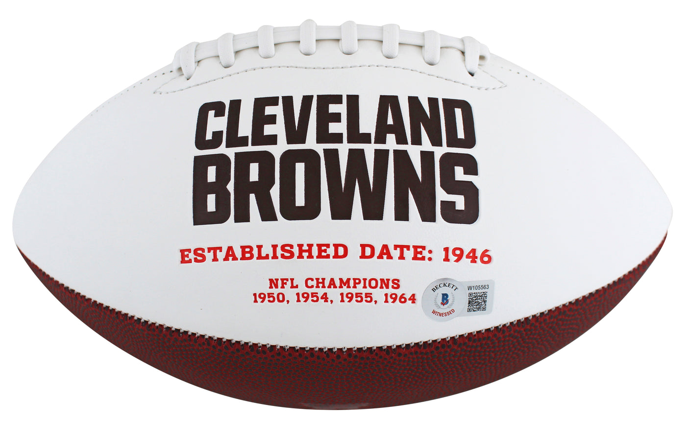 Browns Ozzie Newsome "HOF 99" Signed White Panel Logo Football BAS Witnessed