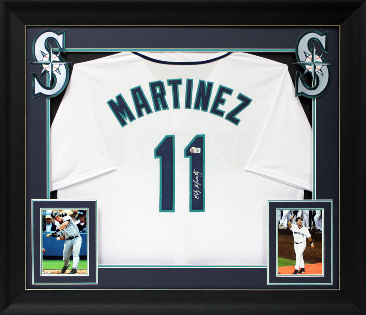 Edgar Martinez Authentic Signed White Pro Style Framed Jersey BAS