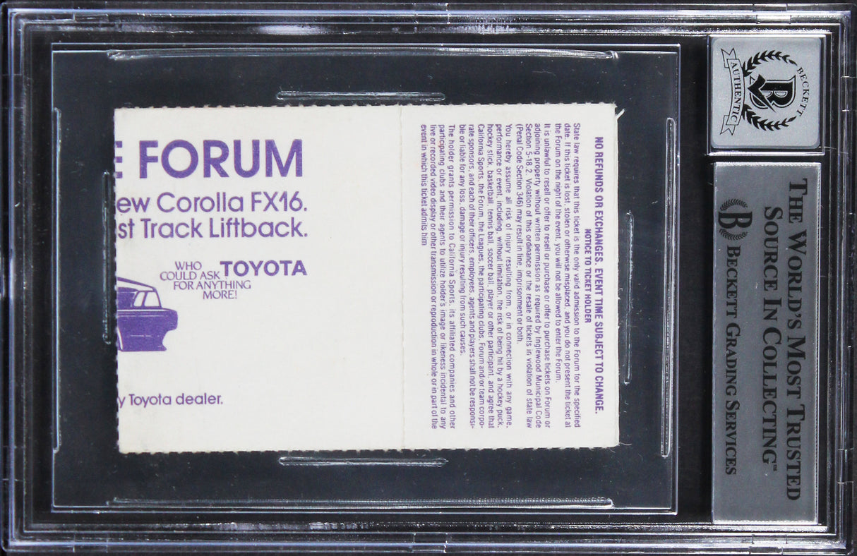 Magic Johnson Signed 1987 WC Finals Sonics/Lakers Ticket Stub Auto 10 BAS Slab