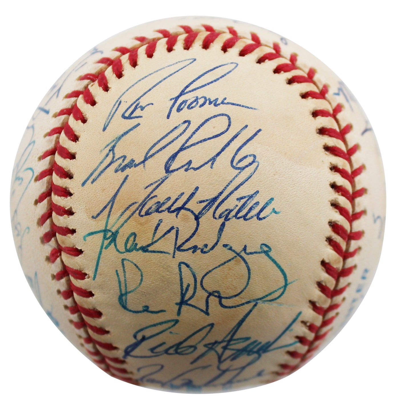 1997 Twins (27) Molitor, Knoblauch, Kelly +24 Signed Oal Baseball BAS #AA03202