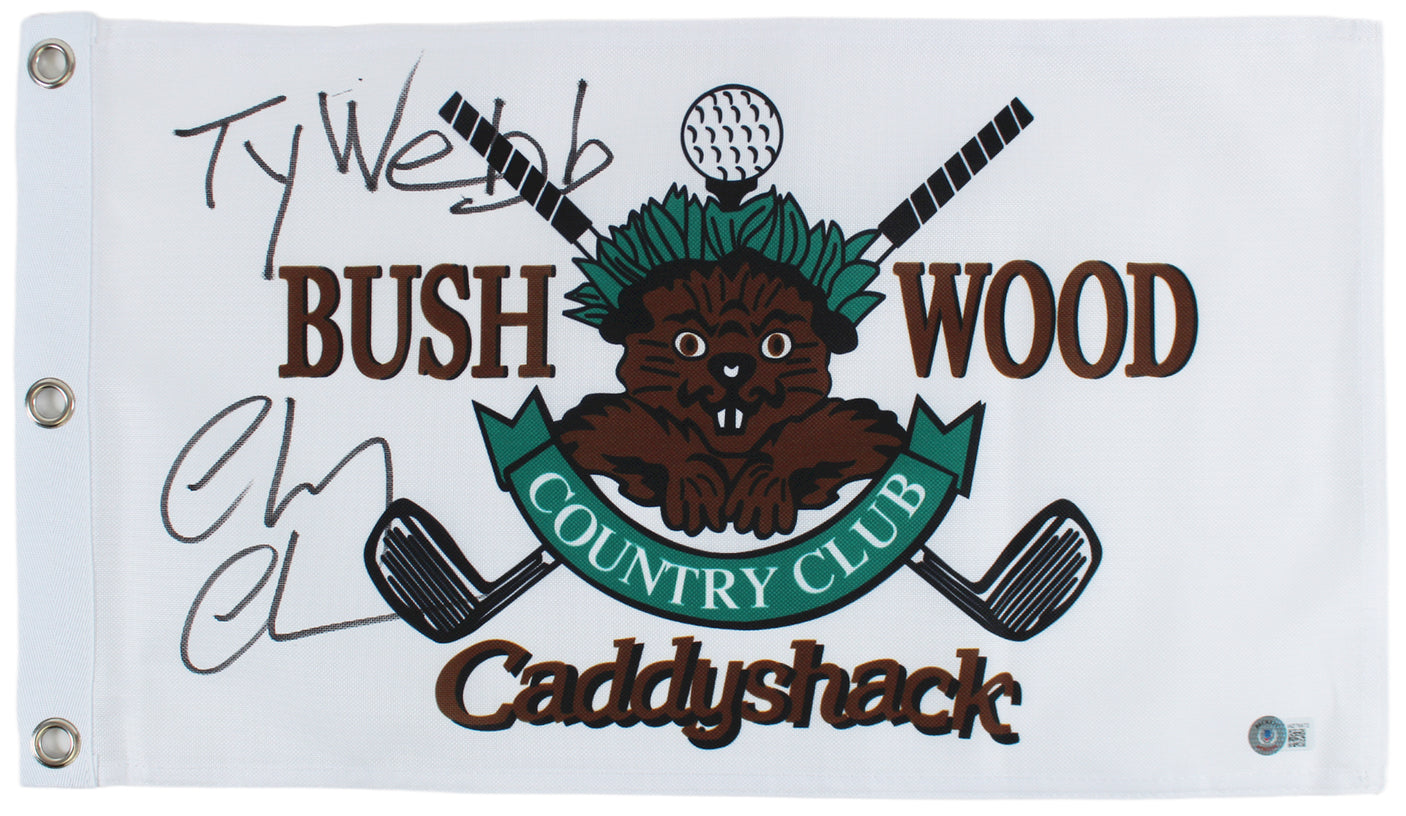 Chevy Chase Caddyshack "Ty Webb" Signed Bushwood Country Club Flag BAS #WZ76672