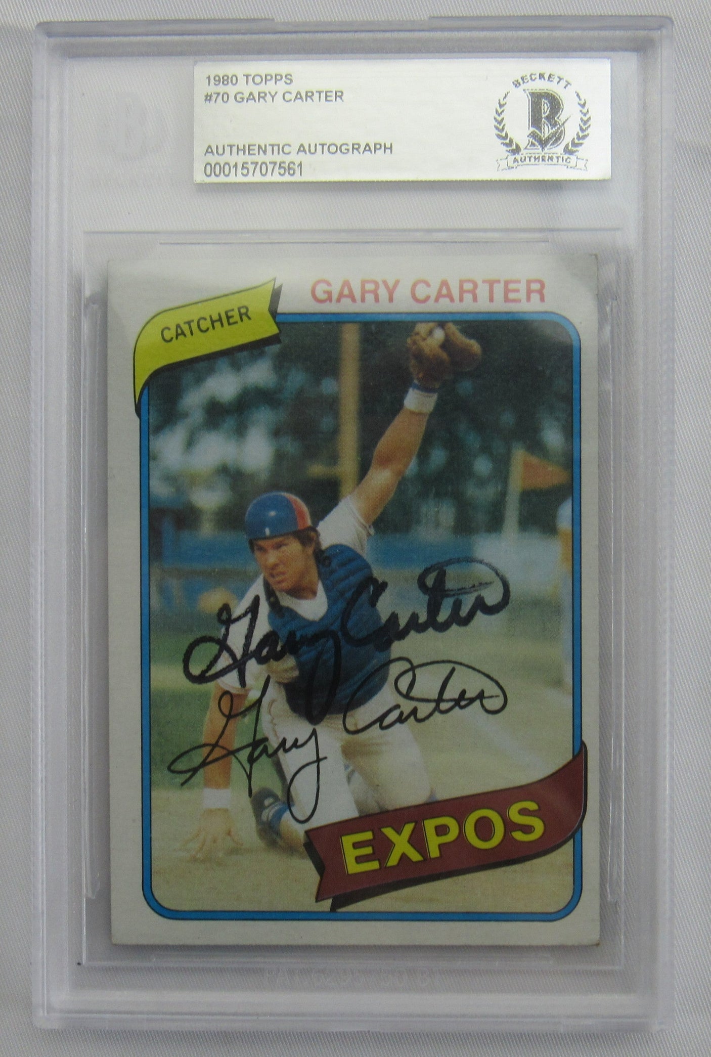 1980 Topps Gary Carter Signed Beckett Encapsulated Baseball Card