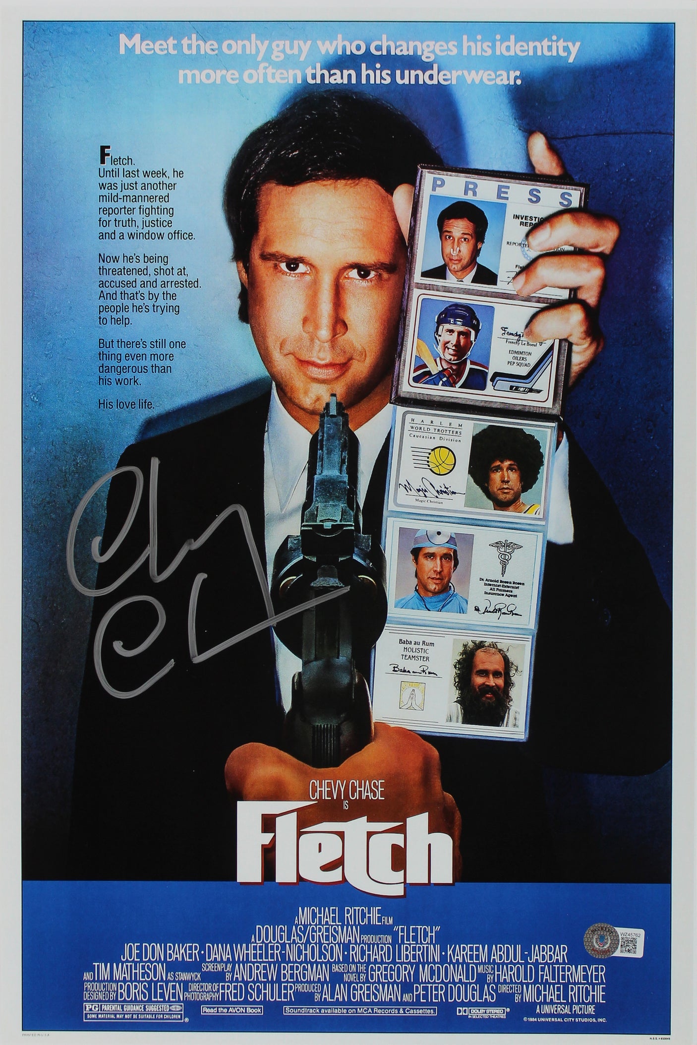 Chevy Chase Fletch Authentic Signed 12x18 Mini Movie Poster Photo BAS Witness 2
