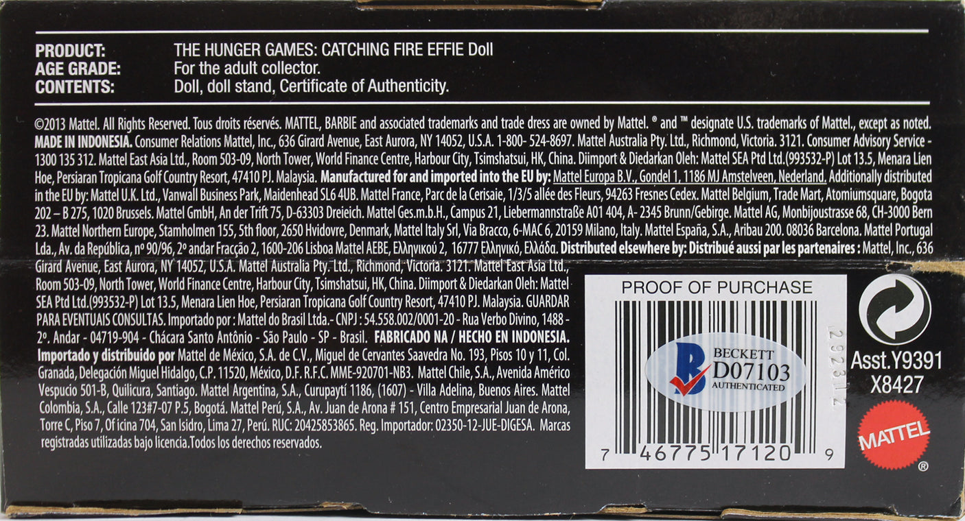 Elizabeth Banks Signed The Hunger Games Effie Barbie Collector Doll BAS #D07103