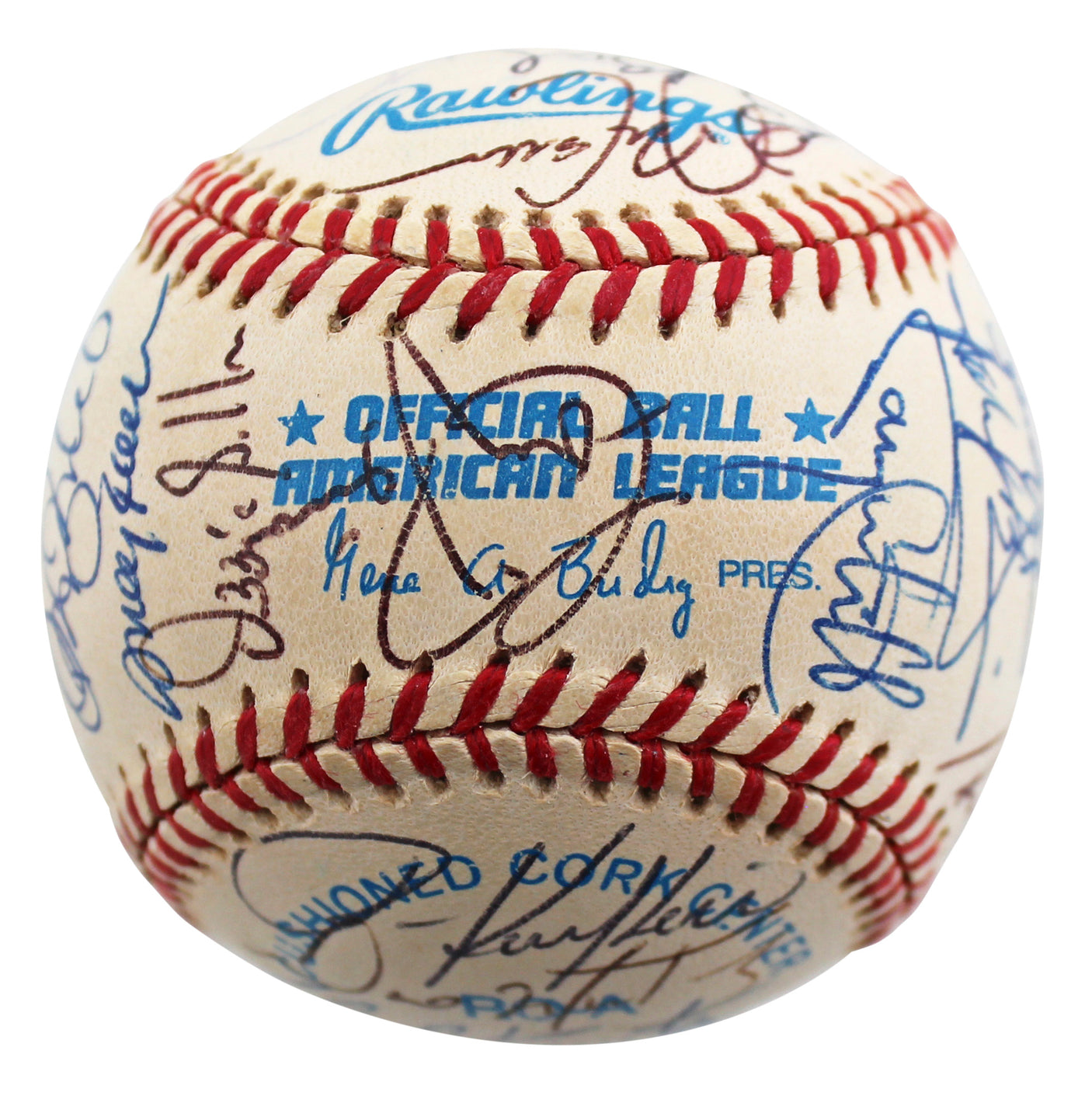 1997 White Sox (33) Thomas, Baines, Guillen Signed Oal Baseball BAS #AC01896