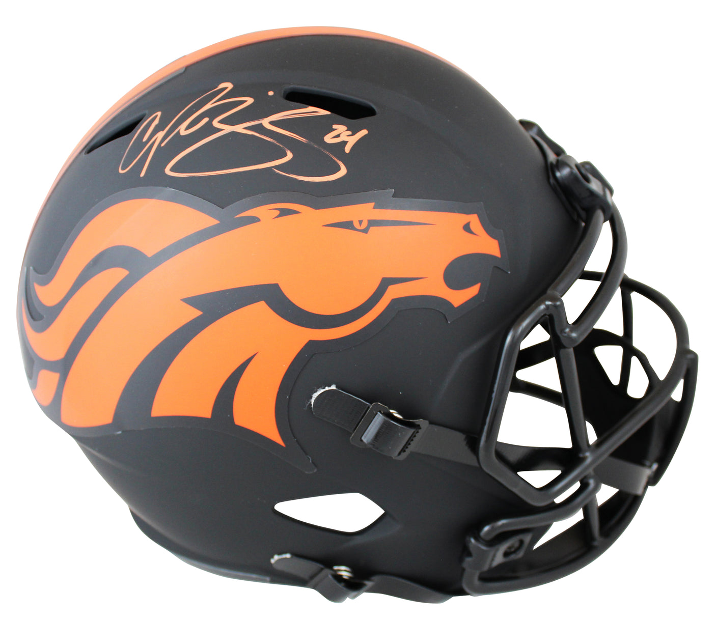 Broncos Champ Bailey Signed Eclipse Full Size Speed Rep Helmet BAS Witnessed