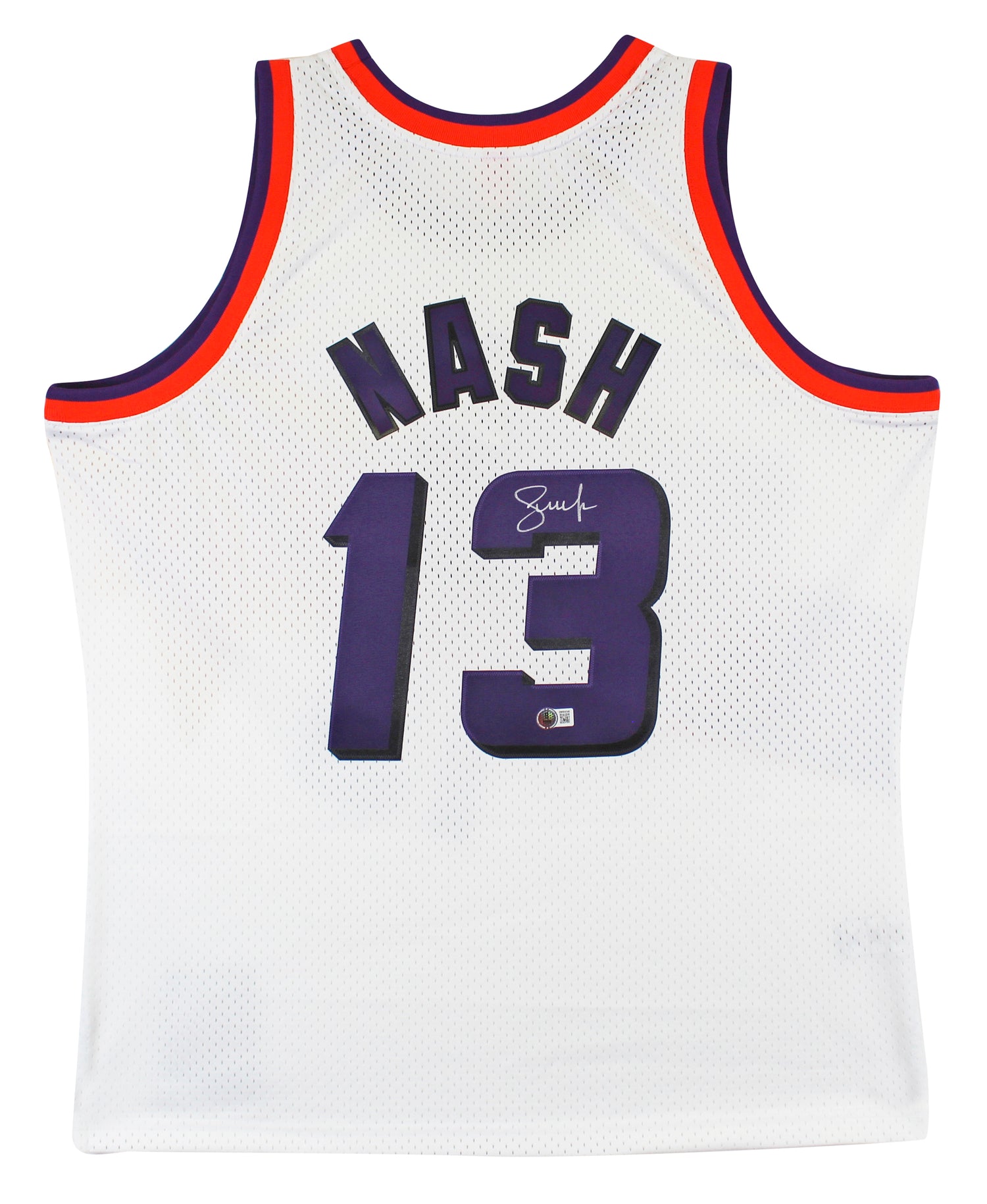 Suns Steve Nash Signed White M&N 1996-97 HWC Swingman Jersey BAS Witnessed