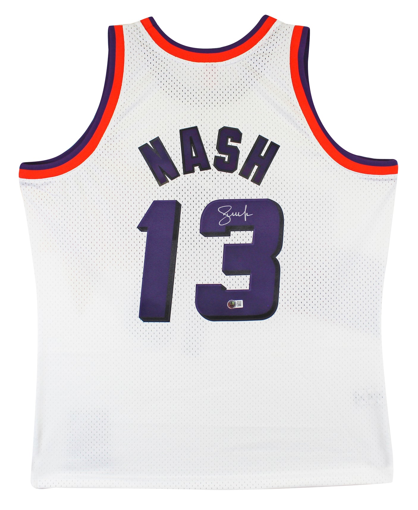 Suns Steve Nash Signed White M&N 1996-97 HWC Swingman Jersey BAS Witnessed