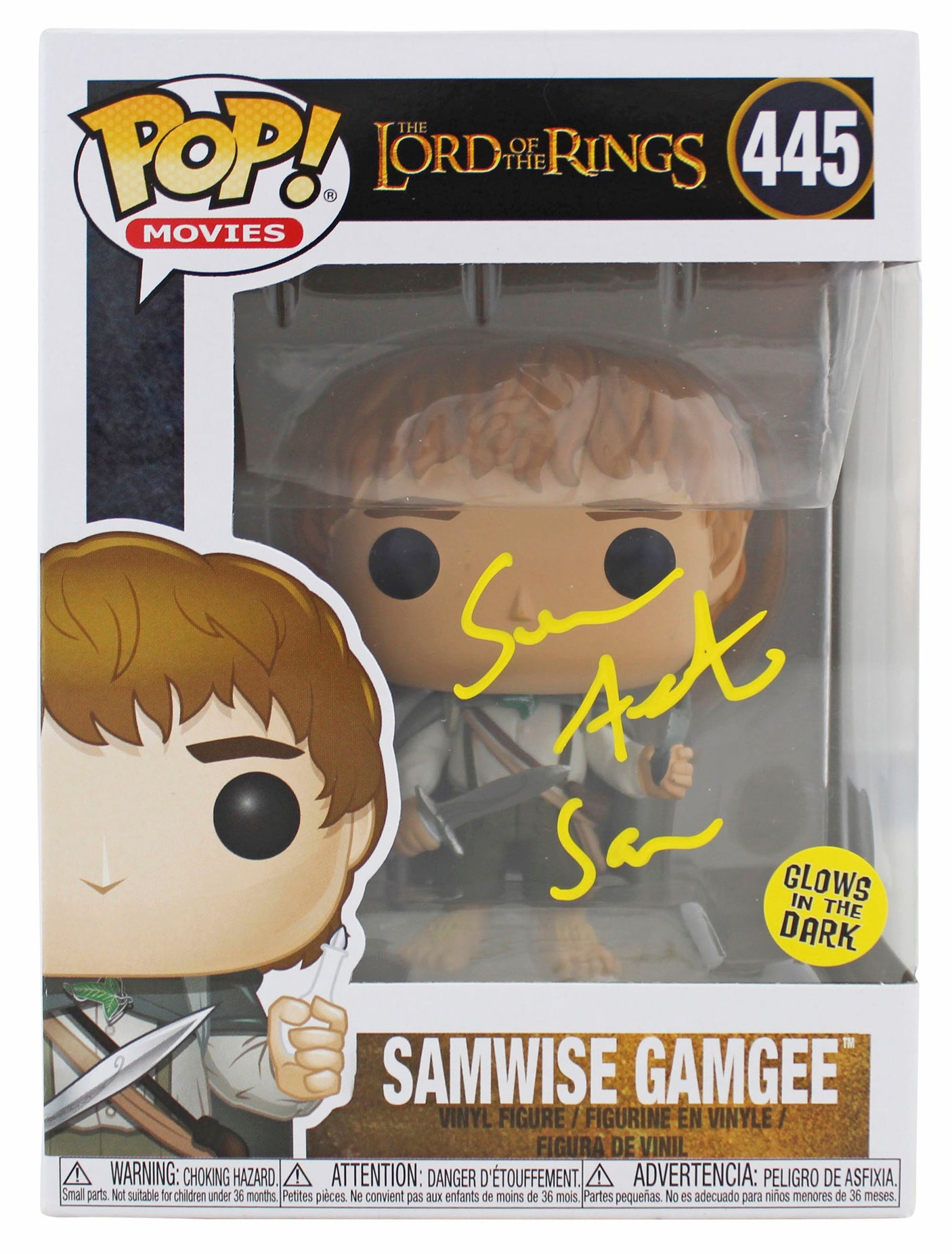 Sean Astin LOTR "Sam" Signed Funko Pop Vinyl Figure w/ Yellow Sig BAS Witnessed
