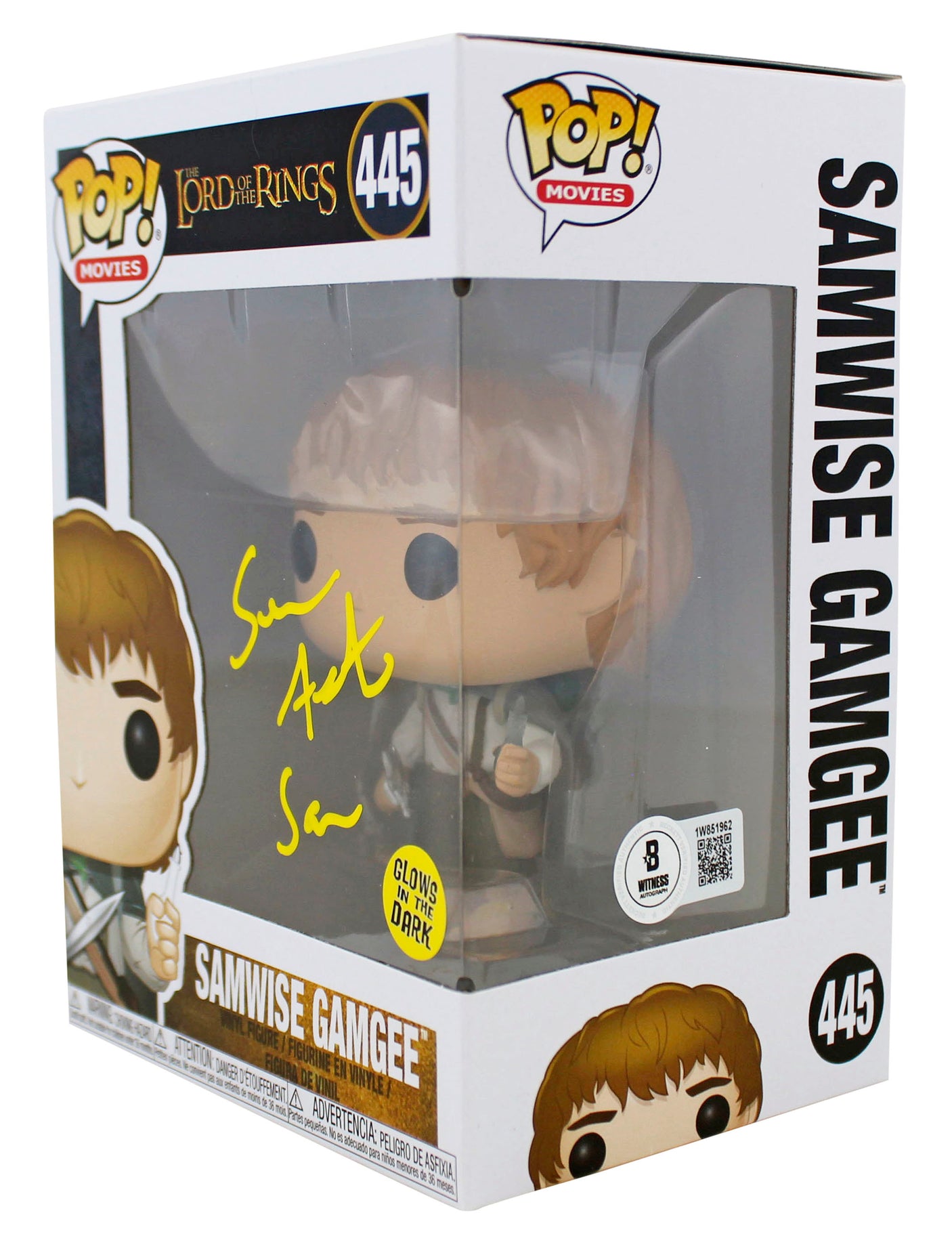 Sean Astin LOTR "Sam" Signed Funko Pop Vinyl Figure w/ Yellow Sig BAS Witnessed