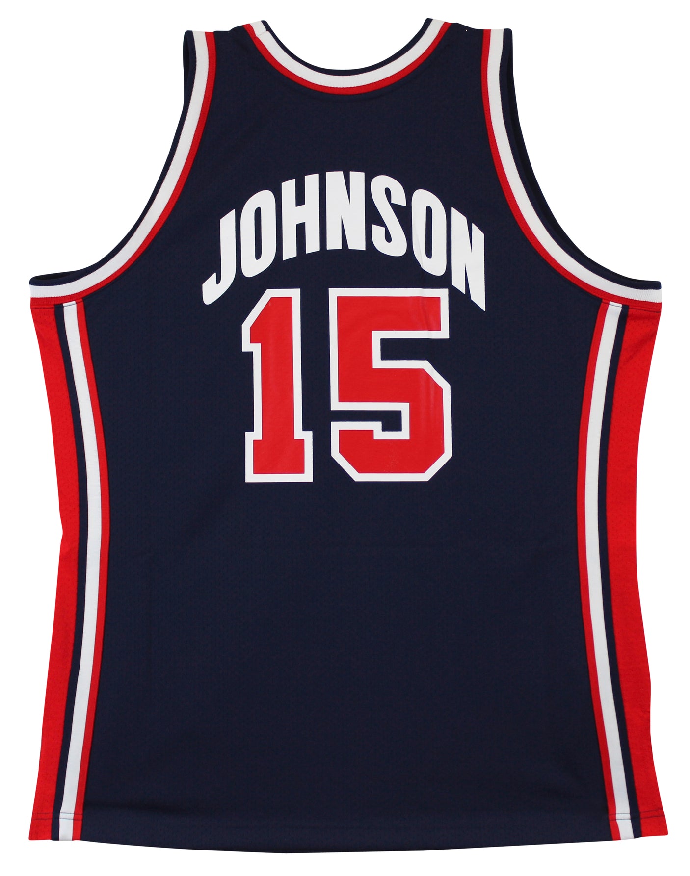 Team USA Magic Johnson Signed Navy M&N 1992 Swingman Jersey BAS Witnessed