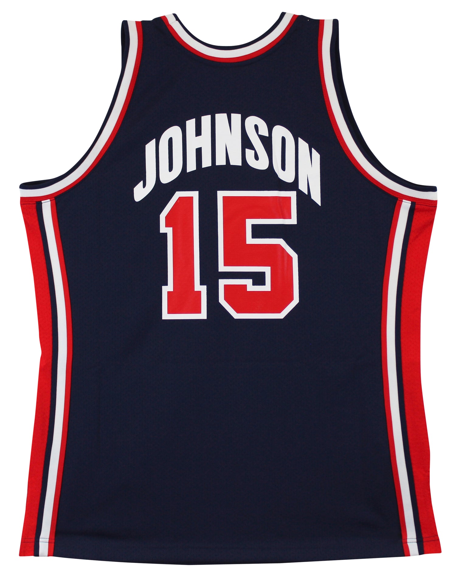Team USA Magic Johnson Signed Navy M&N 1992 Swingman Jersey BAS Witnessed