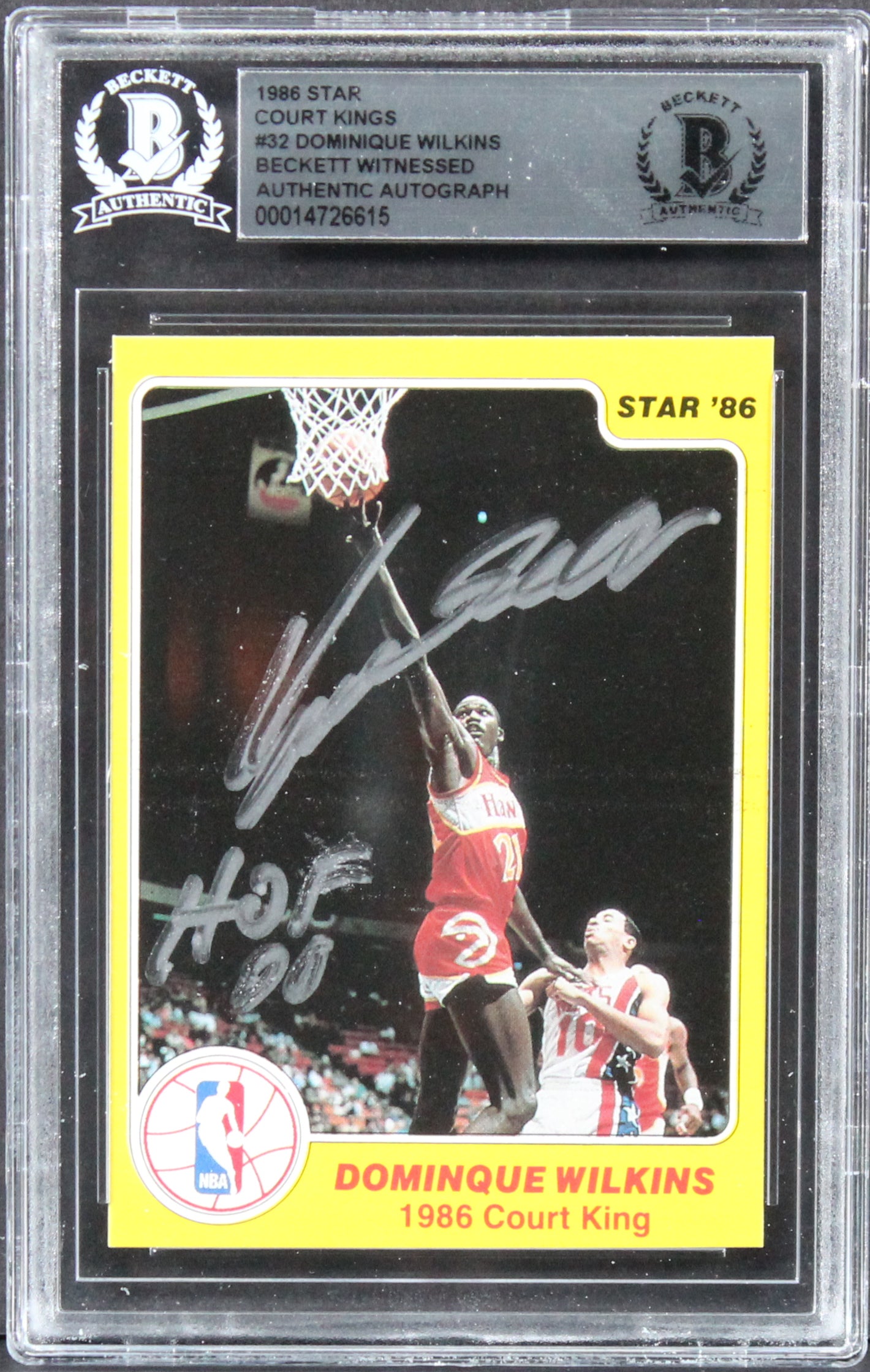 Hawks Dominique Wilkins HOF 06 Signed 1986 Star Court Kings #32 Card BAS Slabbed