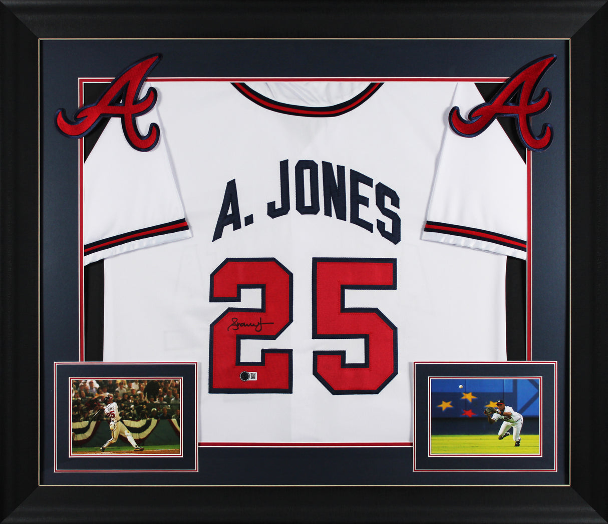 Andruw Jones Authentic Signed White Pro Style Framed Jersey Autographed BAS