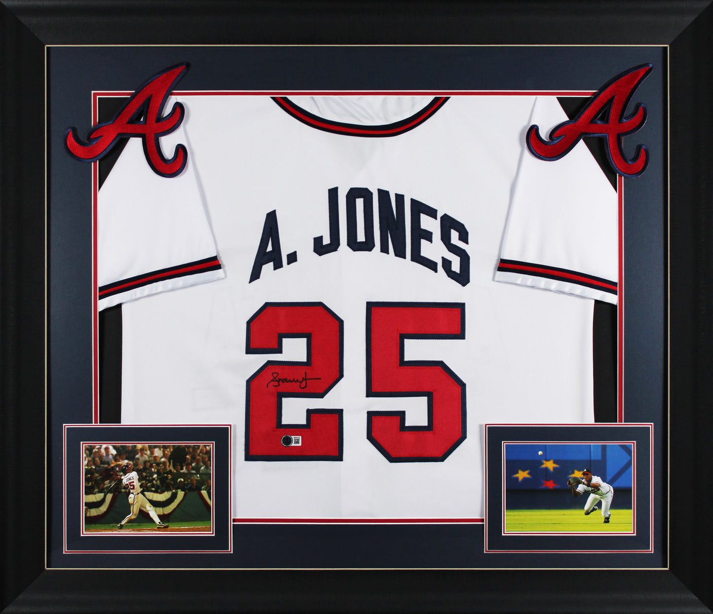 Andruw Jones Authentic Signed White Pro Style Framed Jersey Autographed BAS