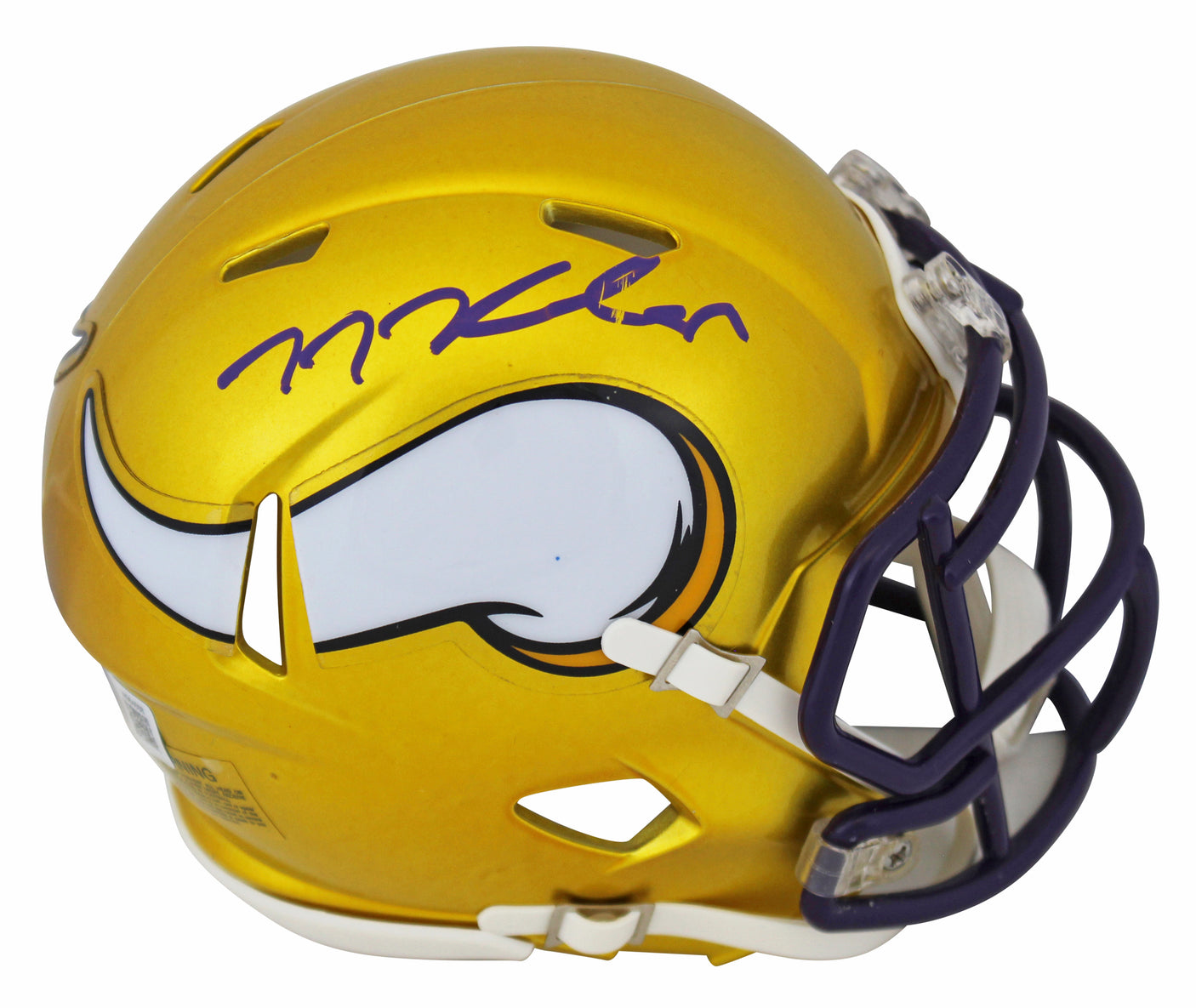 Vikings T.J. Hockenson Authentic Signed Alternate Flash Speed Mini Helmet BAS Witnessed #W984888