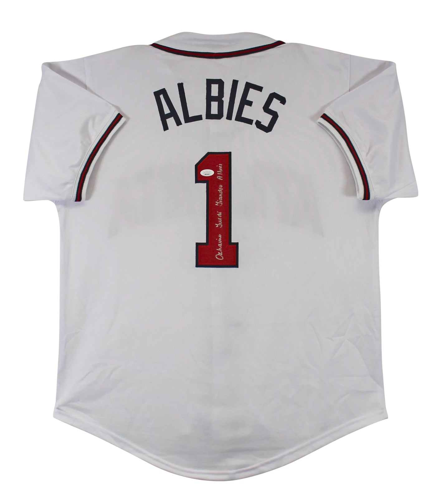 Ozzie Albies Authentic Full Name Signed White Pro Style Jersey Autographed JSA