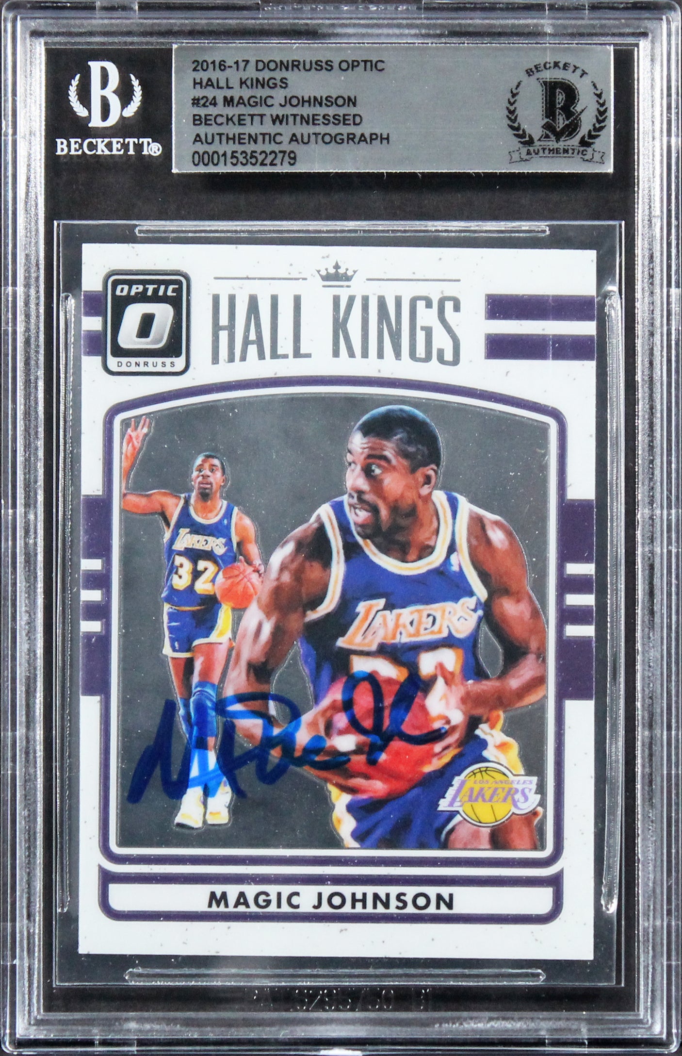 Magic Johnson Signed 2016 Donruss Optic Hall Kings #24 Card Auto 10! BAS Slabbed