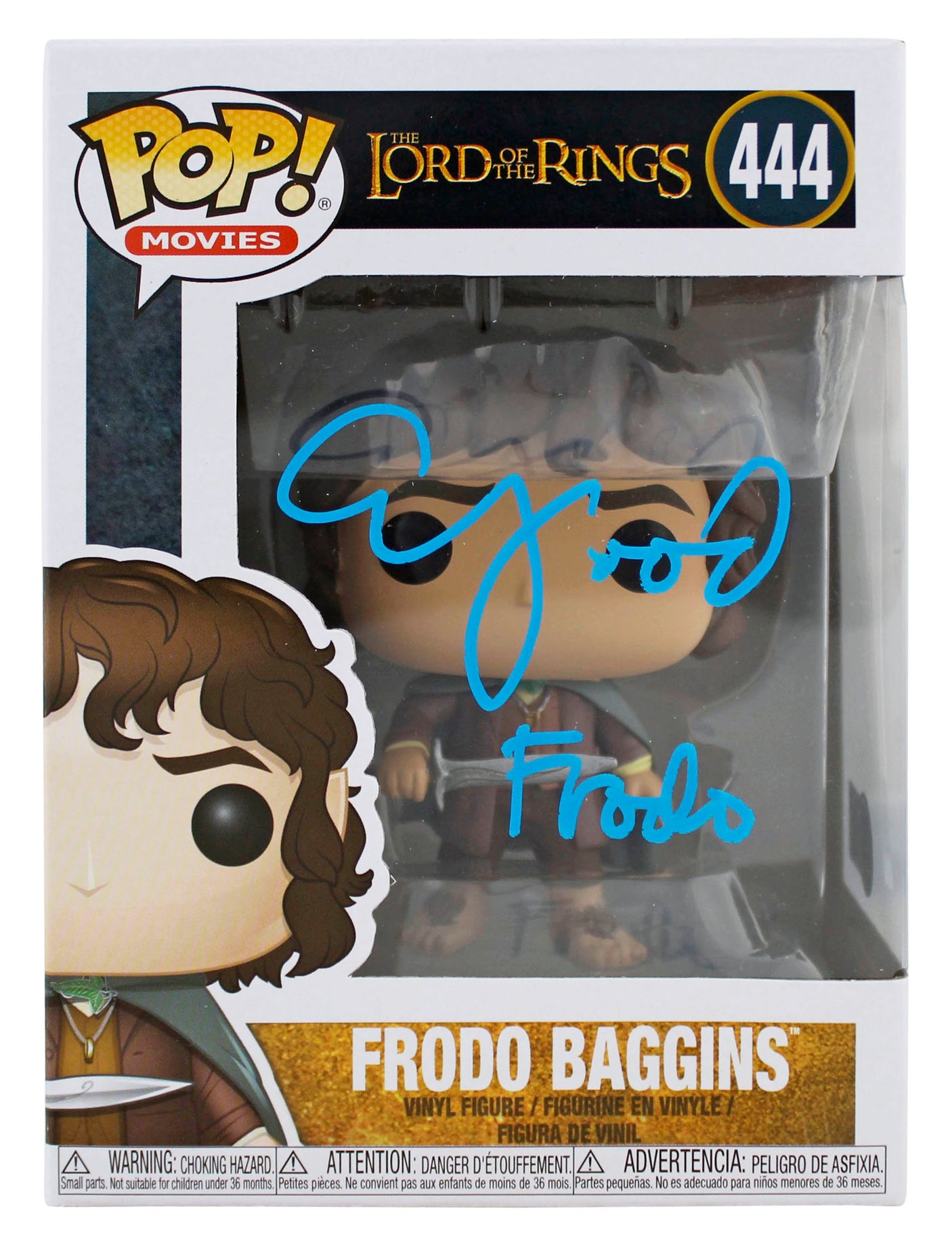 Elijah Wood LOTR "Frodo" Signed #444 Alt Funko Pop Figure w/ Blue Sig BAS Wit