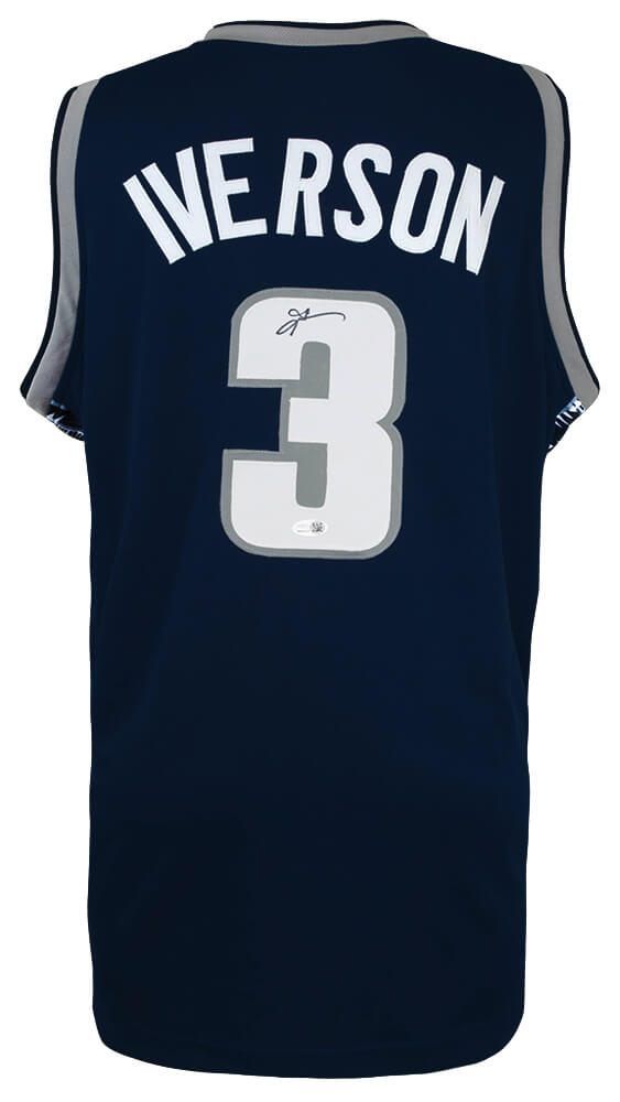 Allen Iverson Signed Navy With White Numbers Custom College Basketball Jersey - (JSA)