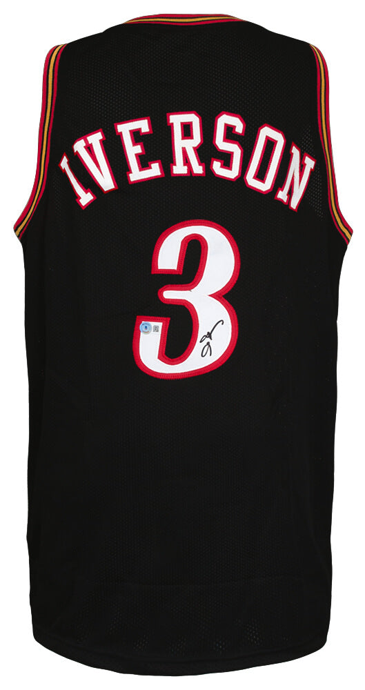 Allen Iverson Signed Black Custom Basketball Jersey - (Beckett)