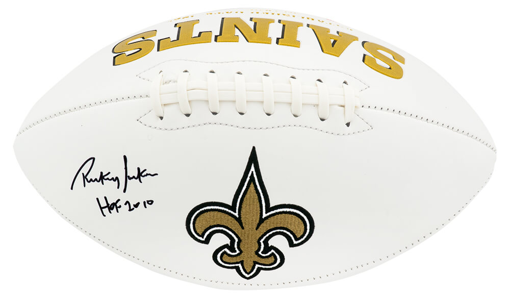 Rickey Jackson Signed New Orleans Saints White Team Logo Football w/HOF 2010