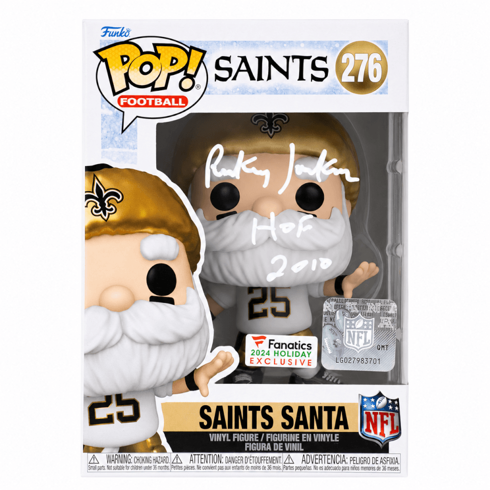 Rickey Jackson Signed New Orleans Saints SANTA Funko Pop Doll #276 w/HOF 2010