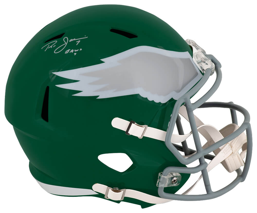 Ron Jaworski Signed Philadelphia Eagles Throwback Riddell Full Size Speed Replica Helmet w/Jaws