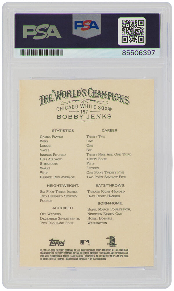 Bobby Jenks Signed Chicago White Sox 2006 Allen & Ginter Baseball Trading Card #197 - (PSA Encapsulated)