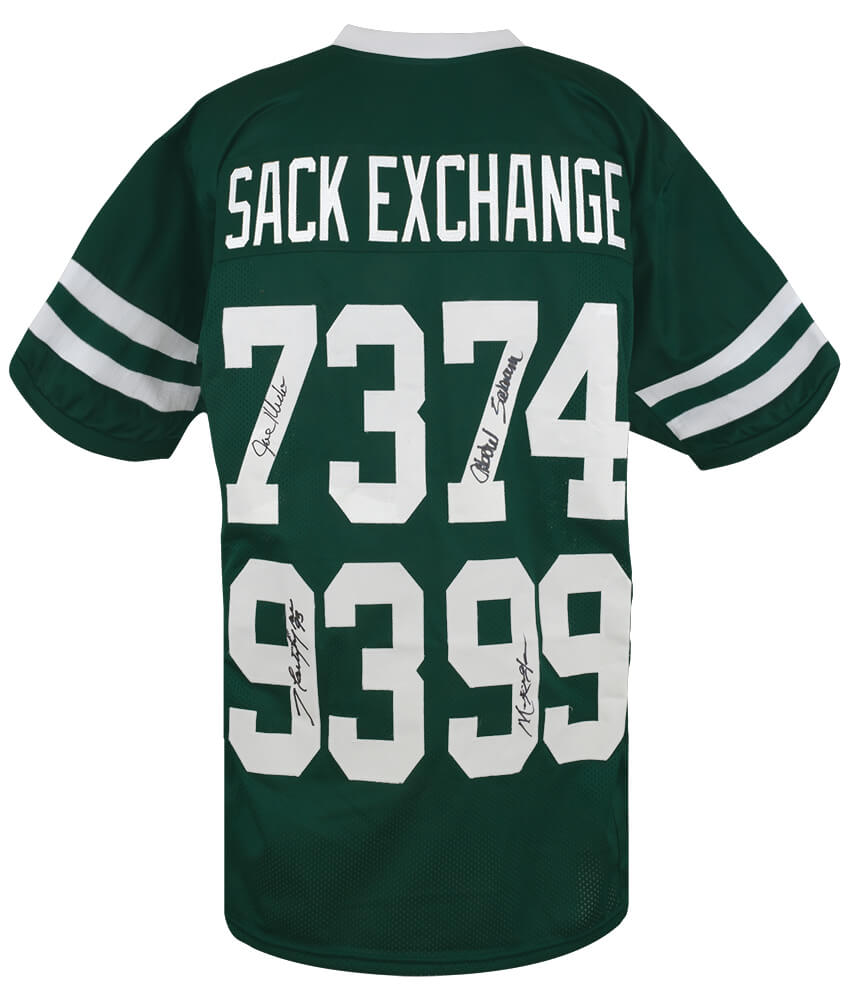 New York Sack Exchange Signed Green Throwback Custom Football Jersey