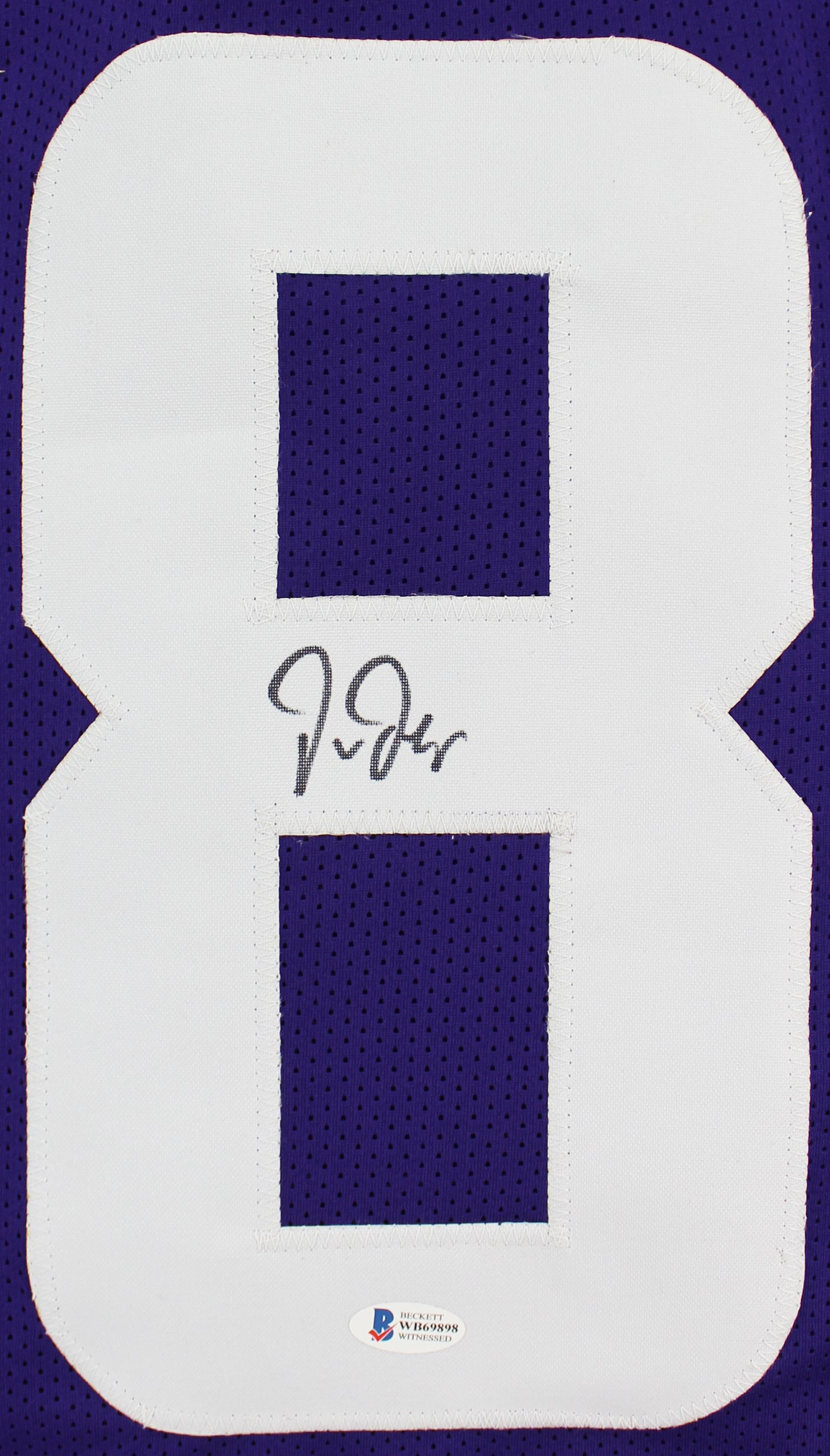Justin Jefferson Authentic Signed Purple Pro Style Framed Jersey BAS Witnessed
