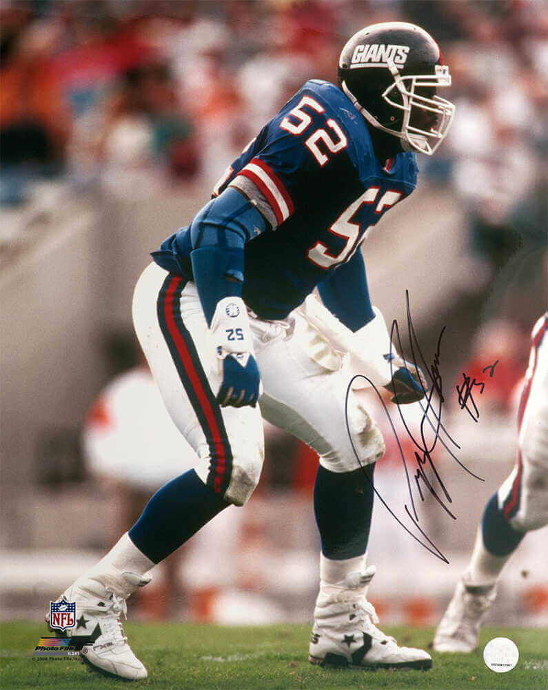 Pepper Johnson Signed New York Giants Blue Jersey Action 16x20 Photo